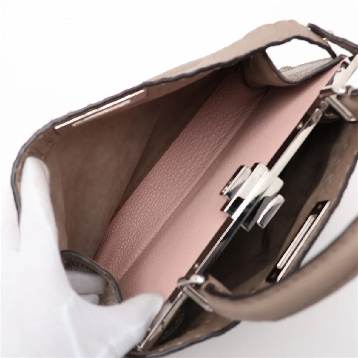 Selleria Peekaboo I.U Medium Leather 2-Way Handbag Brown 8BN321 — view 9