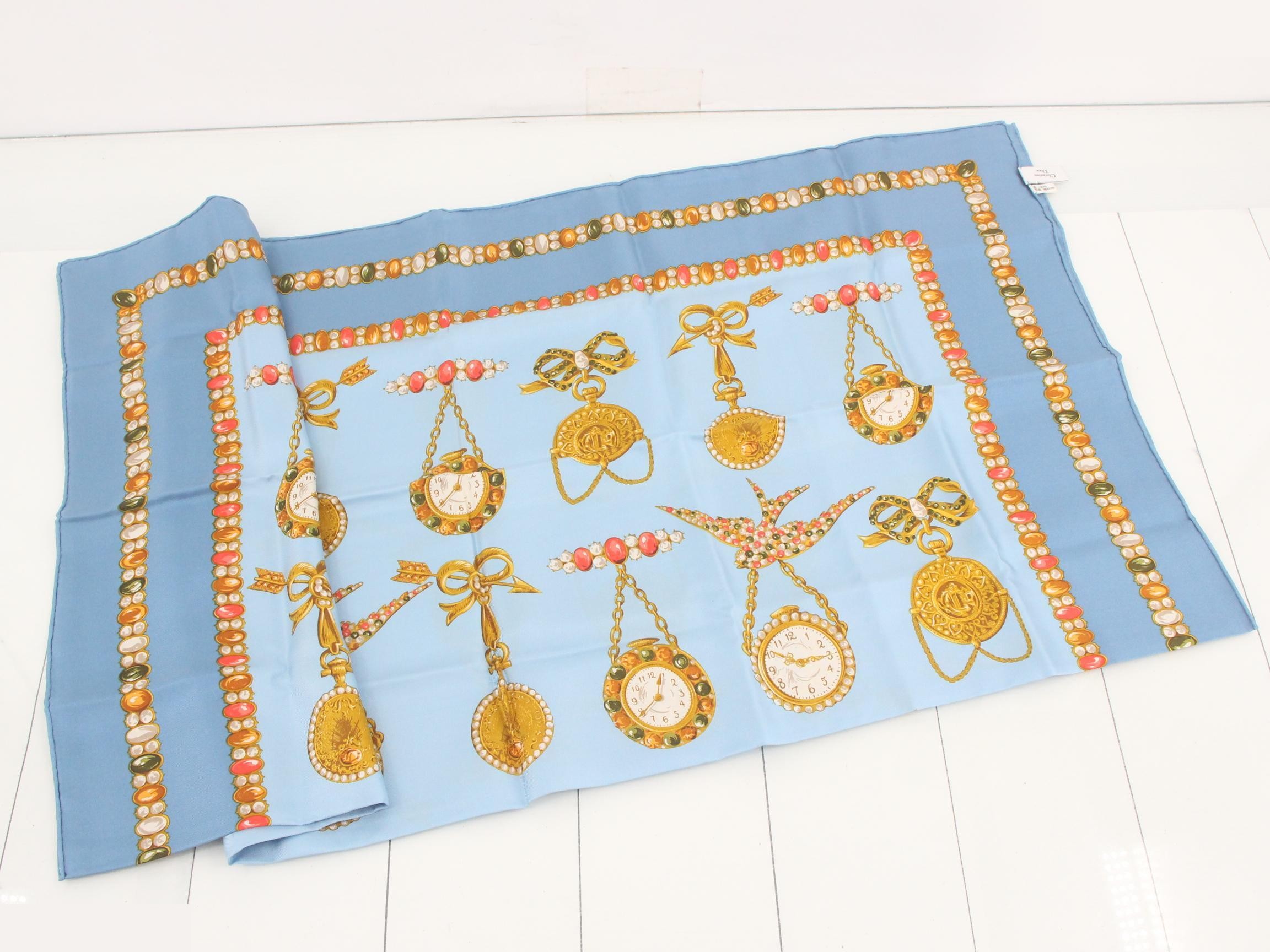 Scarf, watch, blue, 100% silk — view 3