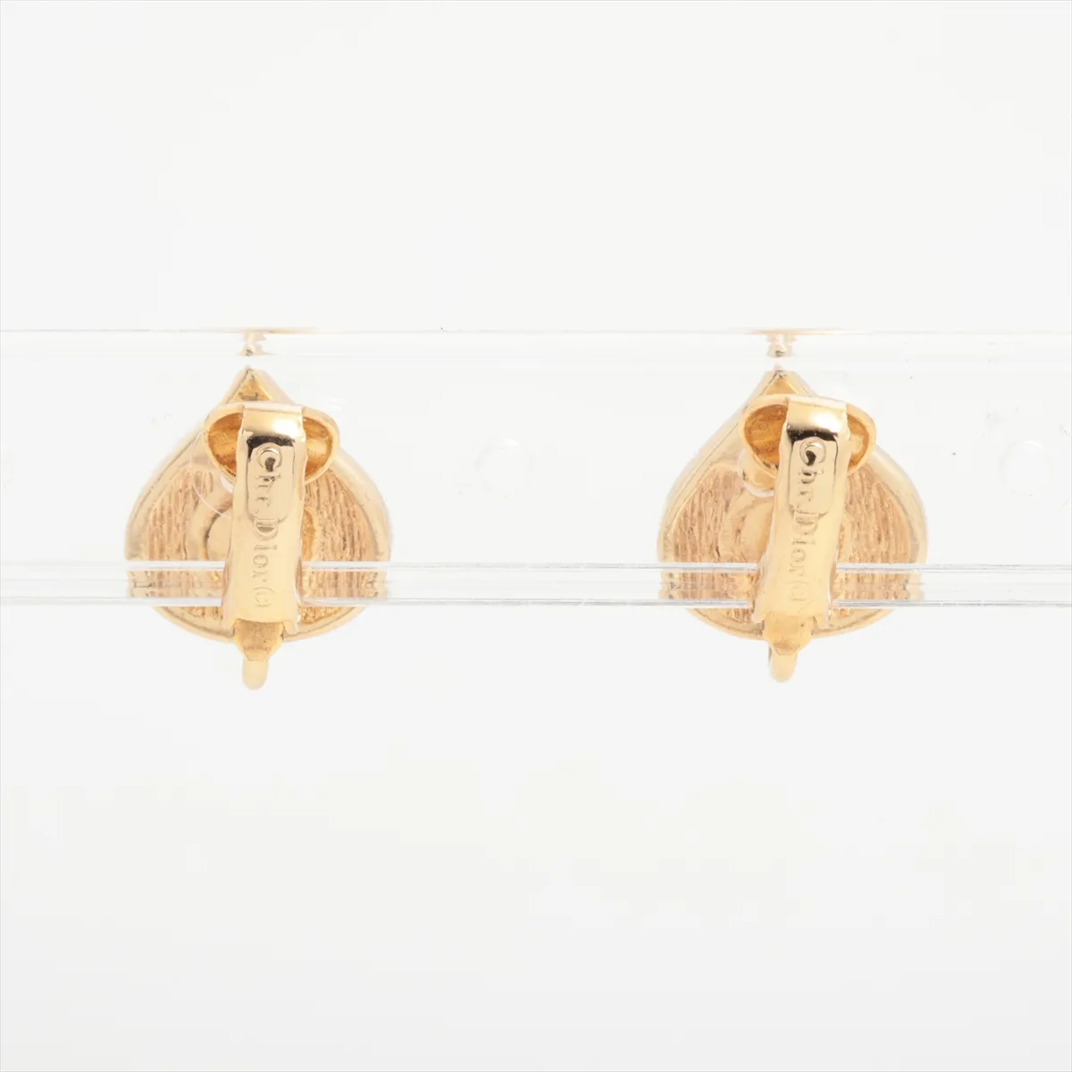 logo earrings (for both ears) GP x Rhinestone Gold — view 2