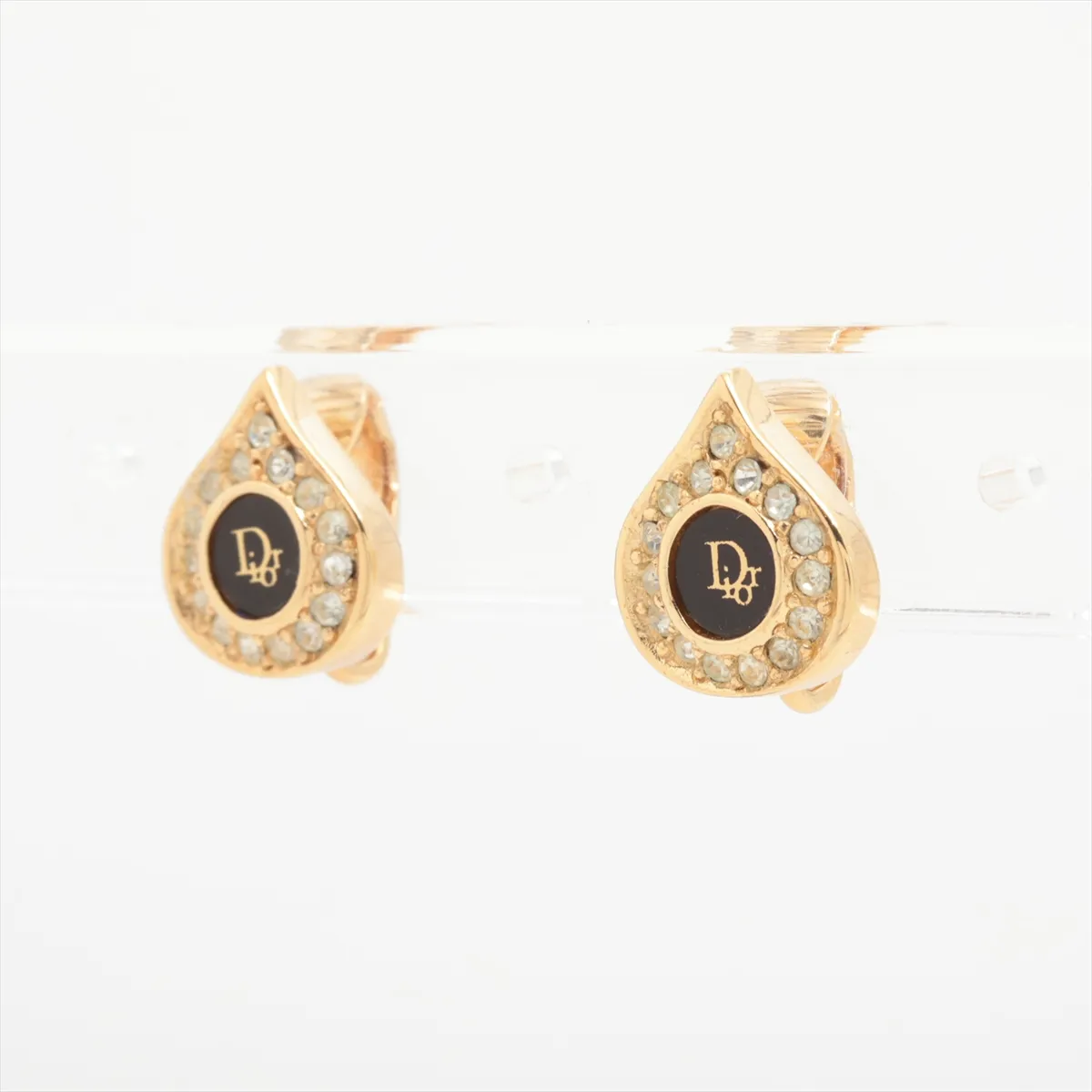 logo earrings (for both ears) GP x Rhinestone Gold — view 3
