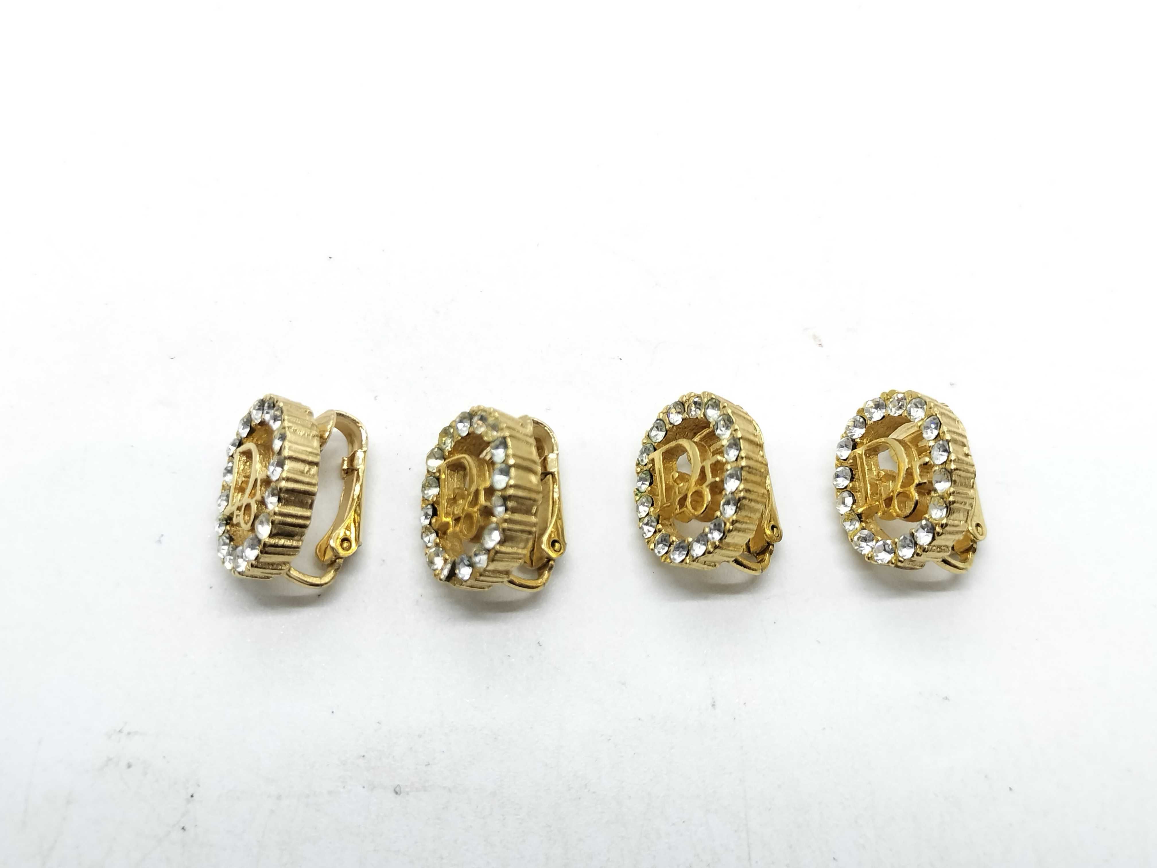 Earrings, Logo, Rhinestone, Oval * 2 pieces