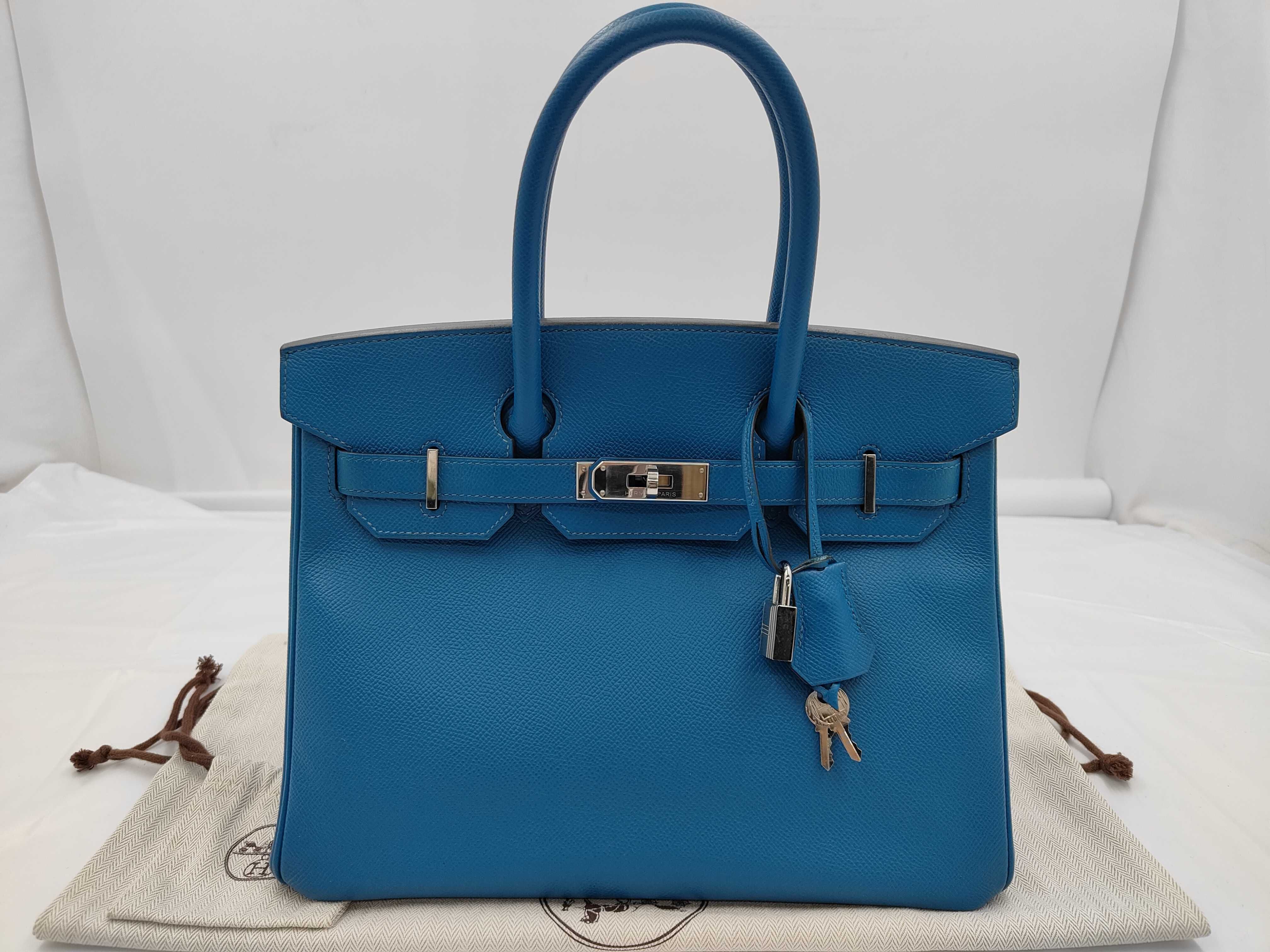 Birkin 30 Courchevel Leather Q Blue Handbag