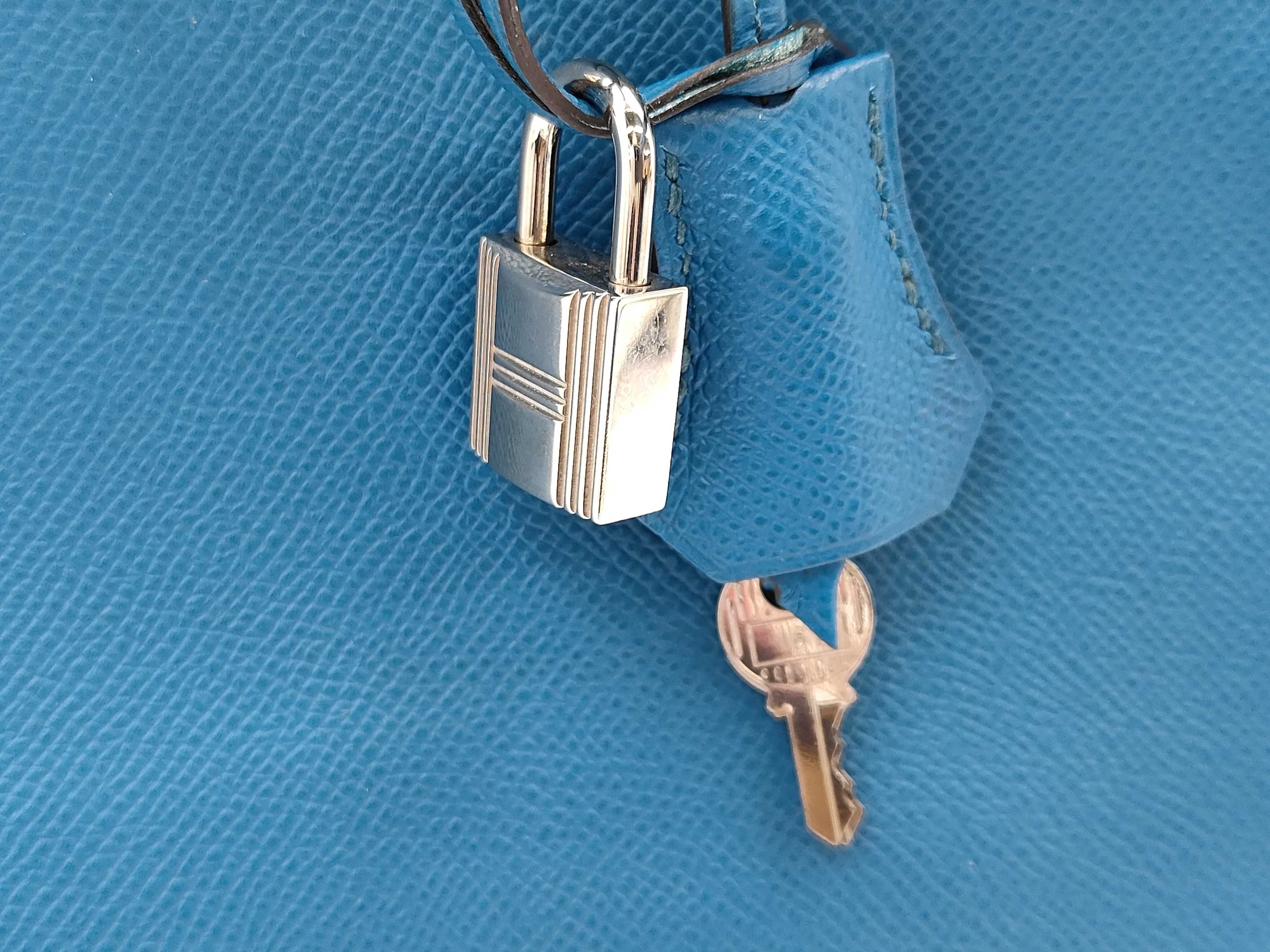 Birkin 30 Courchevel Leather Q Blue Handbag — view 11