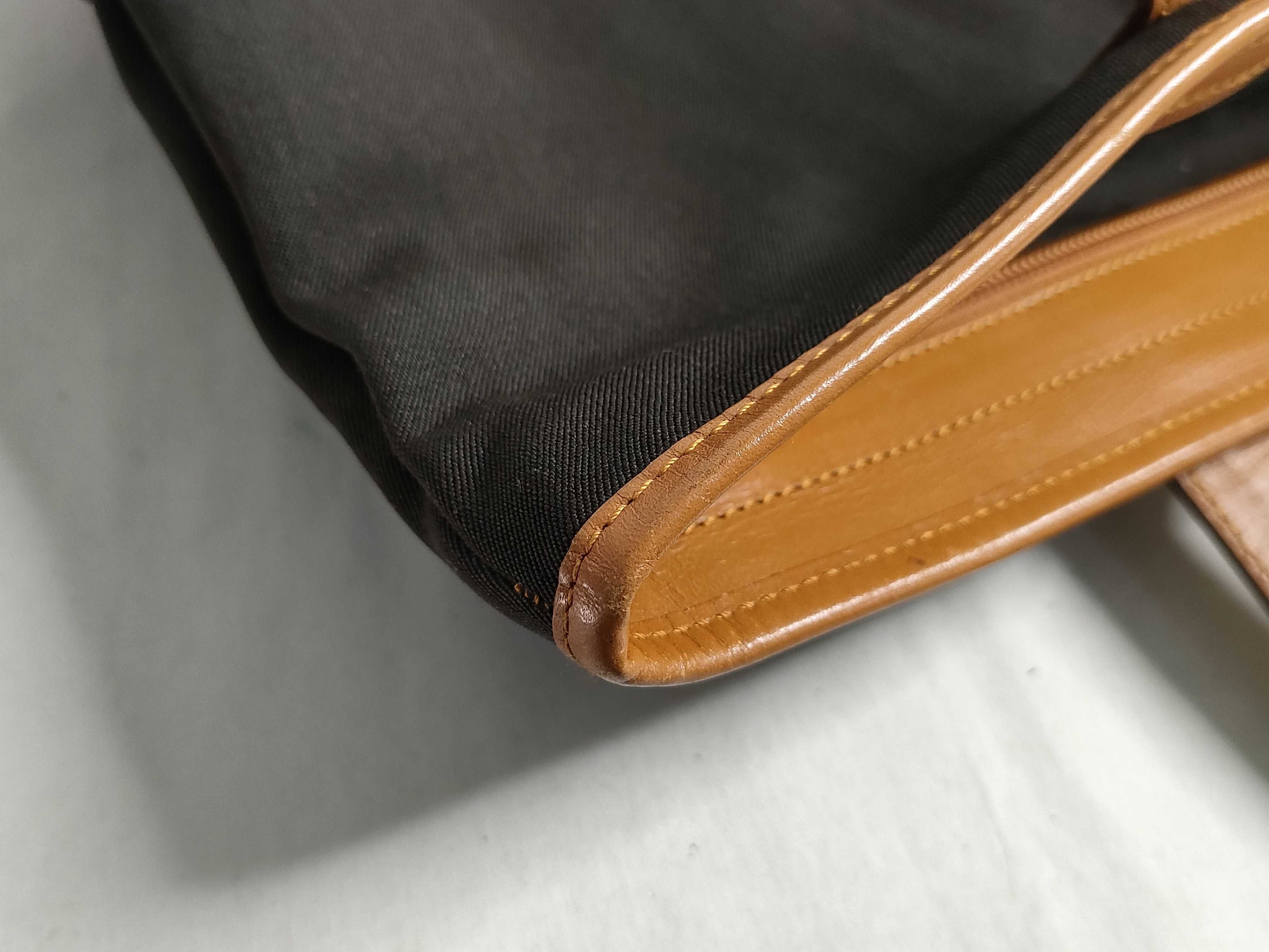 019 04565 Shoulder Bag Leather Canvas Brown Black Shoulder Bag — view 14