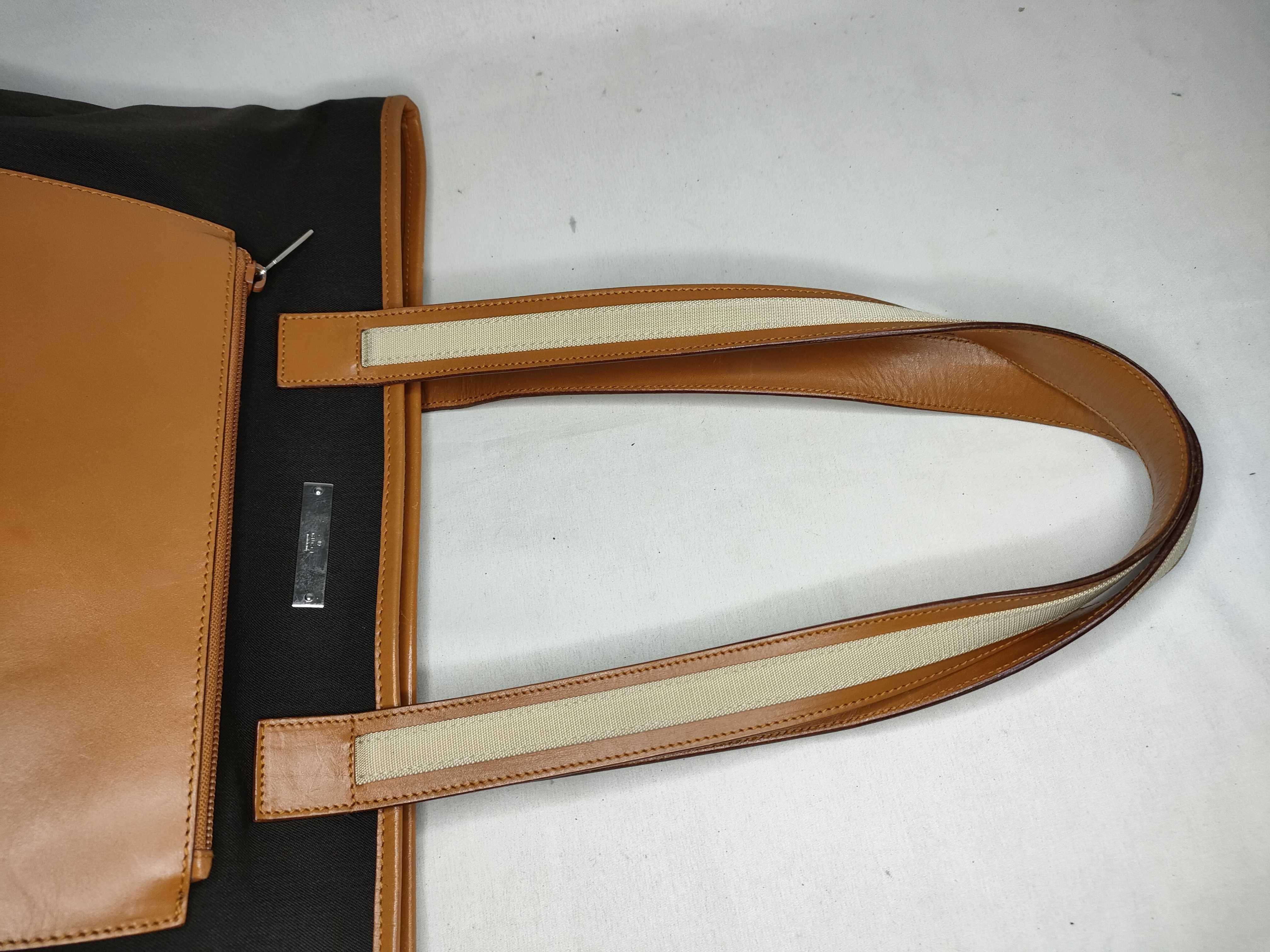 019 04565 Shoulder Bag Leather Canvas Brown Black Shoulder Bag — view 3