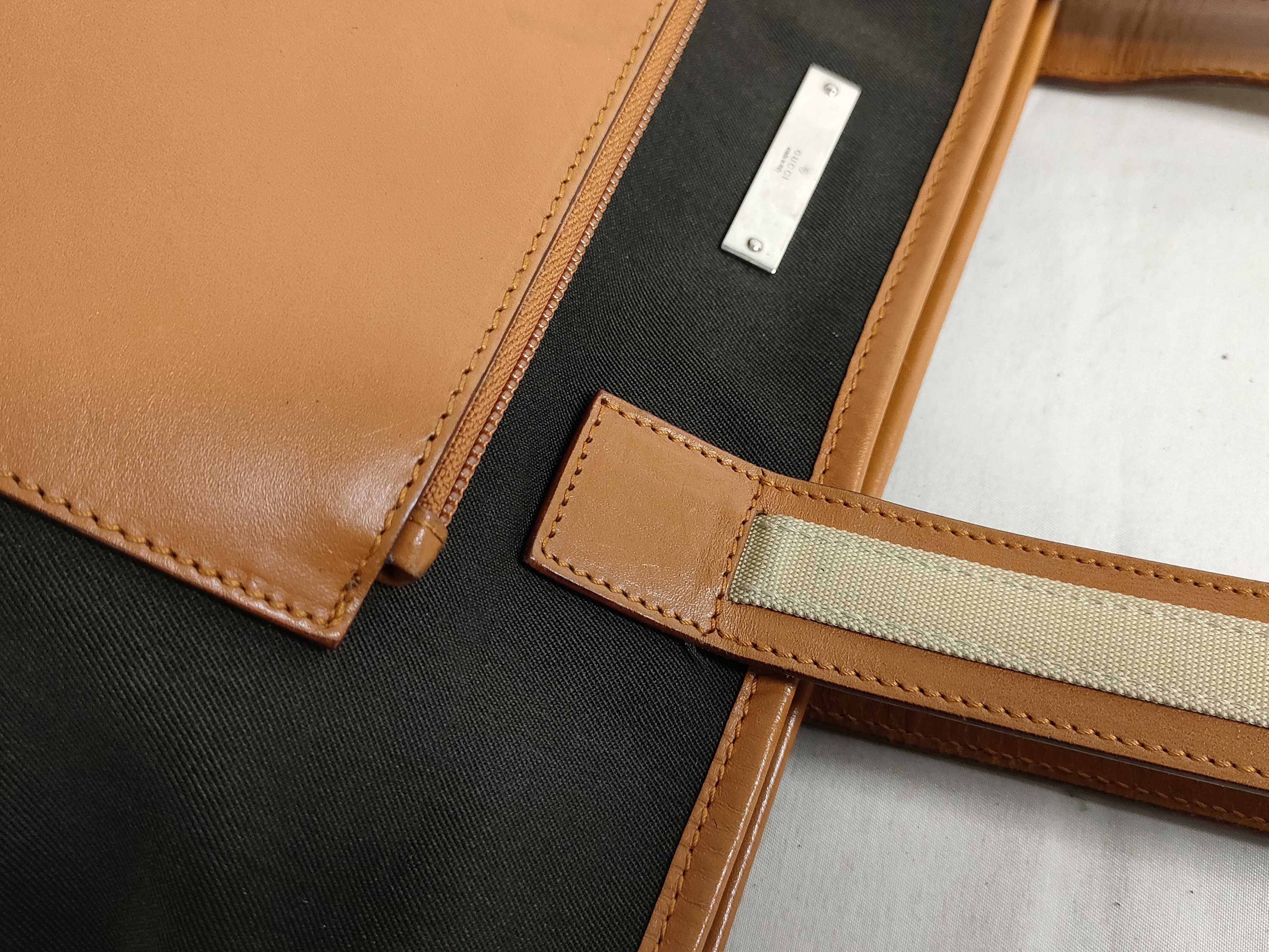 019 04565 Shoulder Bag Leather Canvas Brown Black Shoulder Bag — view 5