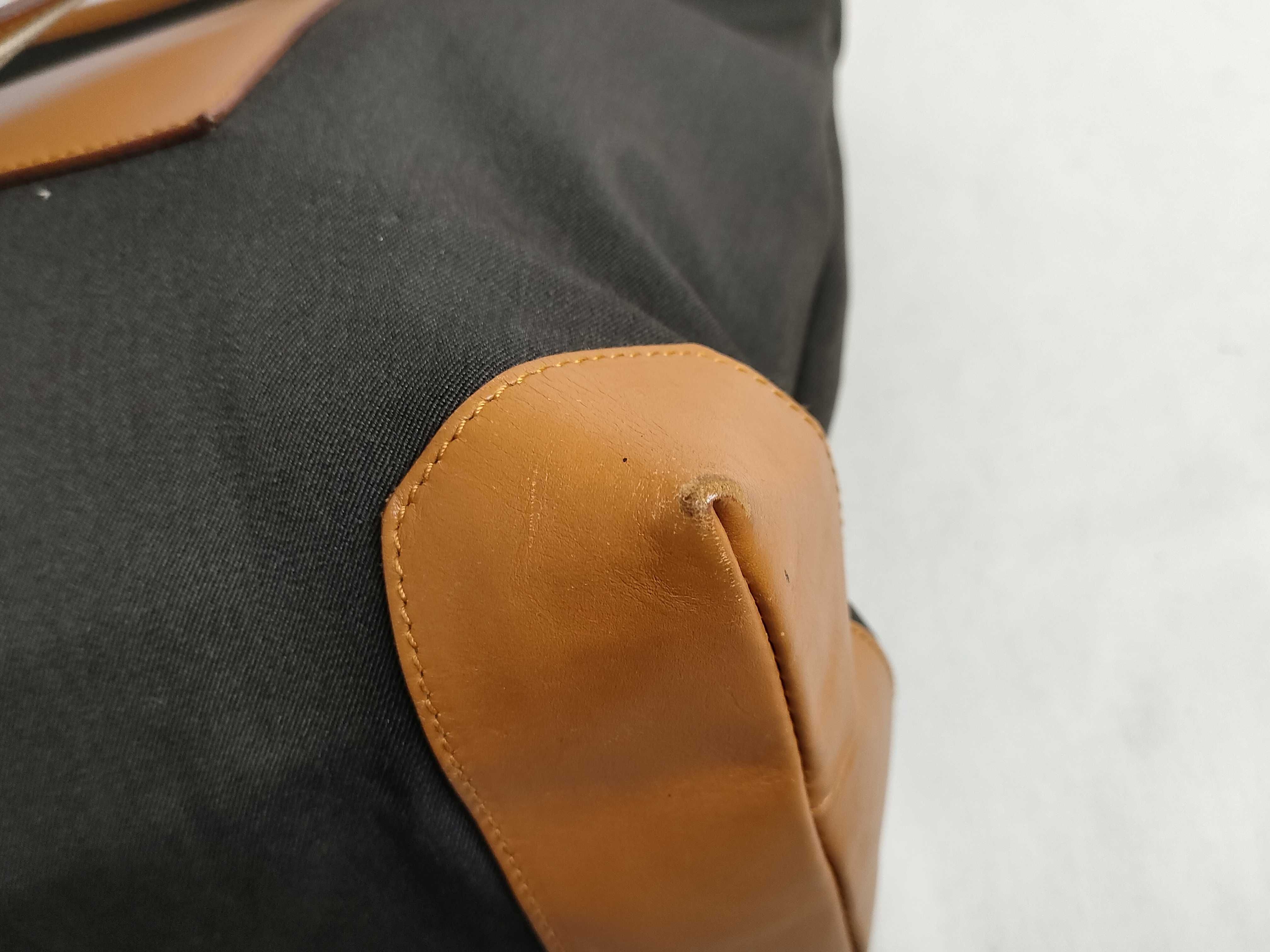019 04565 Shoulder Bag Leather Canvas Brown Black Shoulder Bag — view 6