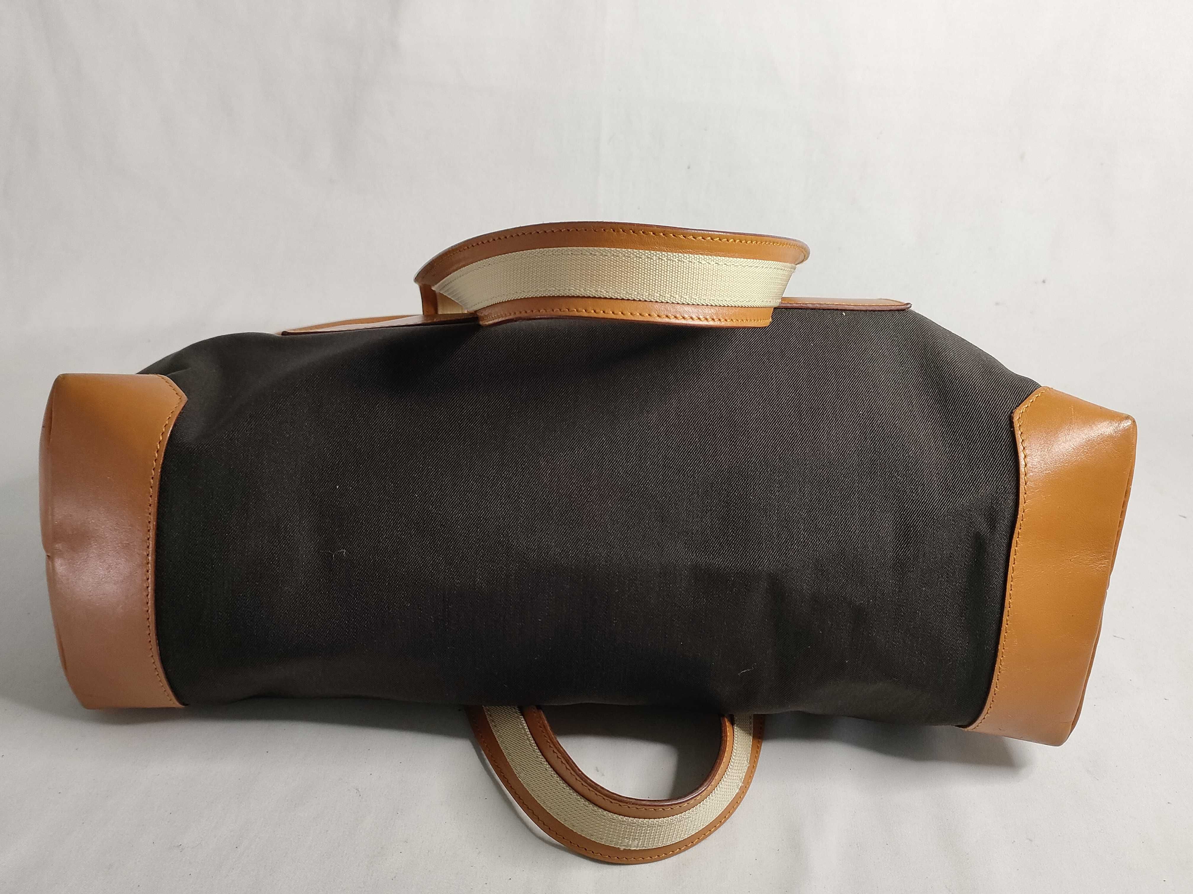 019 04565 Shoulder Bag Leather Canvas Brown Black Shoulder Bag — view 7