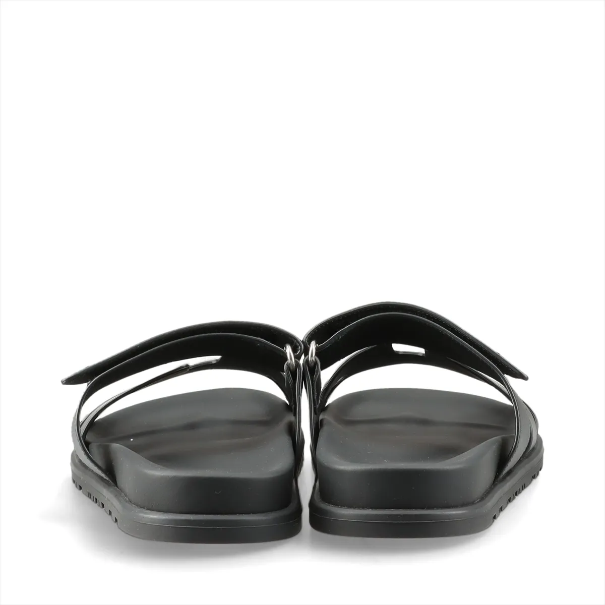 Cypres Leather Sandals, Size 37, Women's, Black, 222100Z, Logo, Velcro Strap — view 6