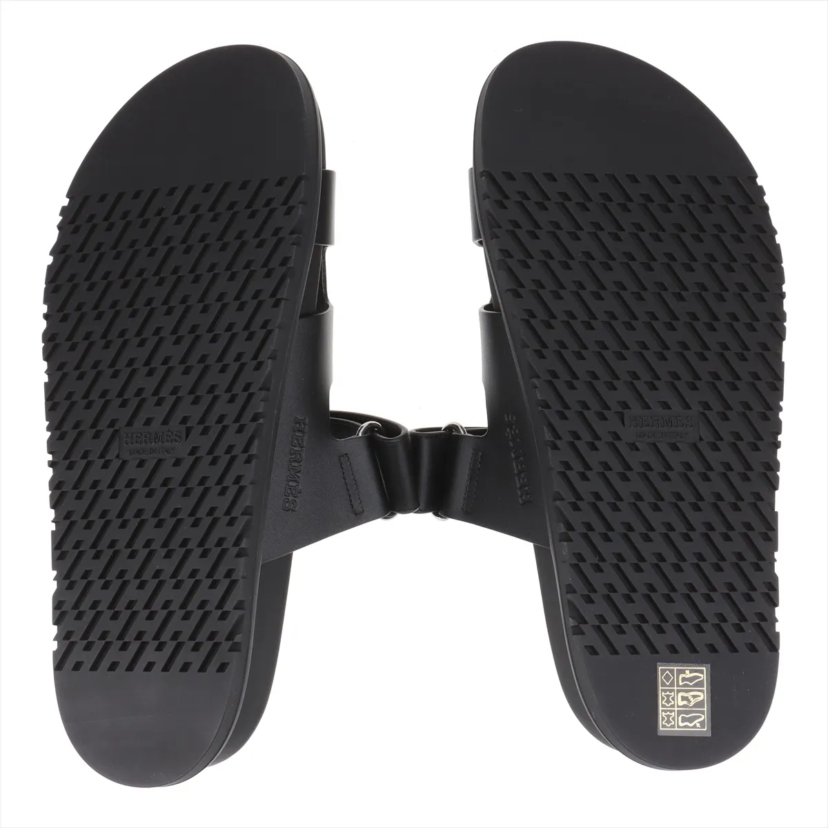 Cypres Leather Sandals, Size 37, Women's, Black, 222100Z, Logo, Velcro Strap — view 8