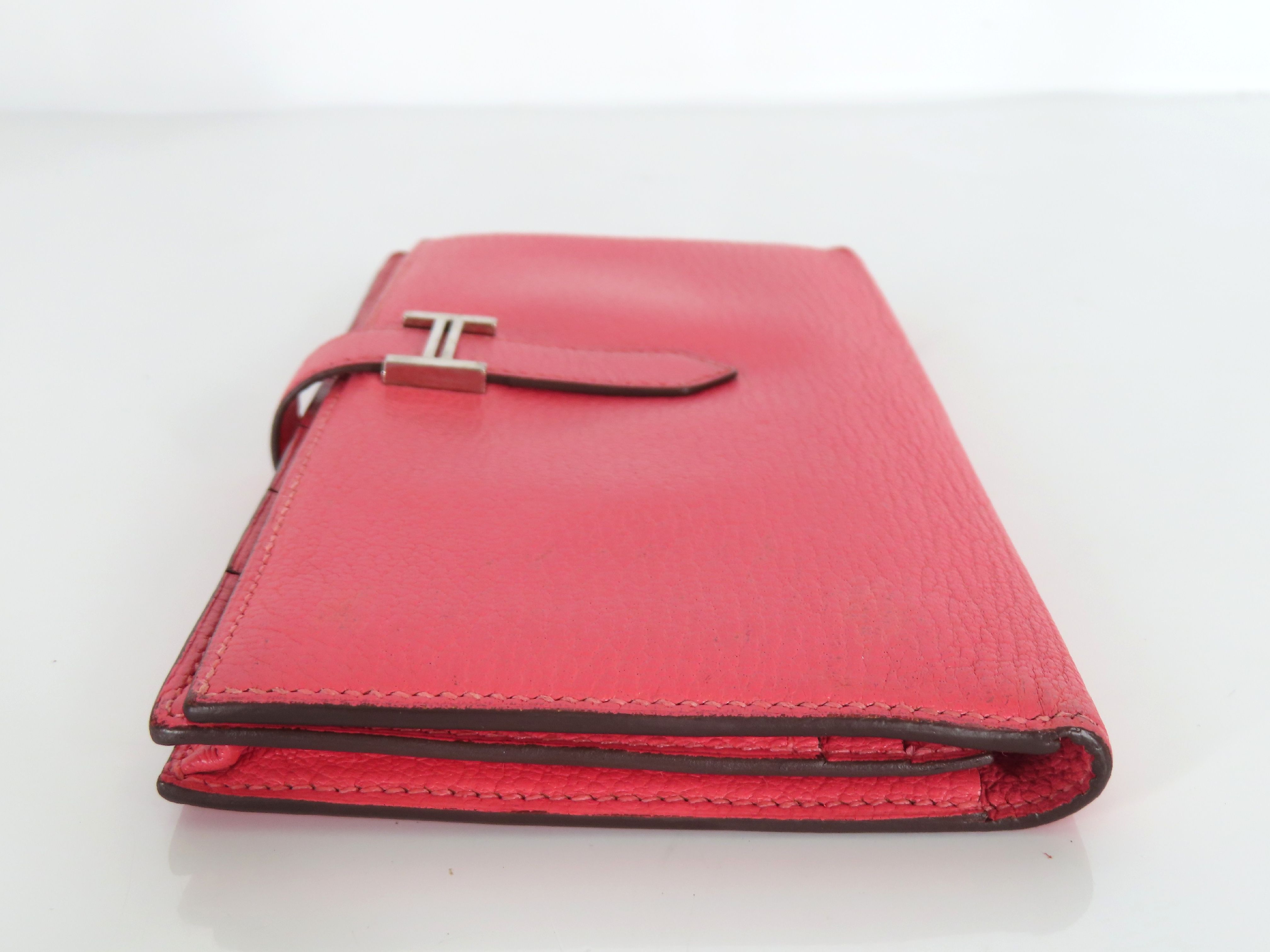 Bearn Soufflé Chevre Leather Wallet, C Stamp, Pink, Silver Hardware — view 3