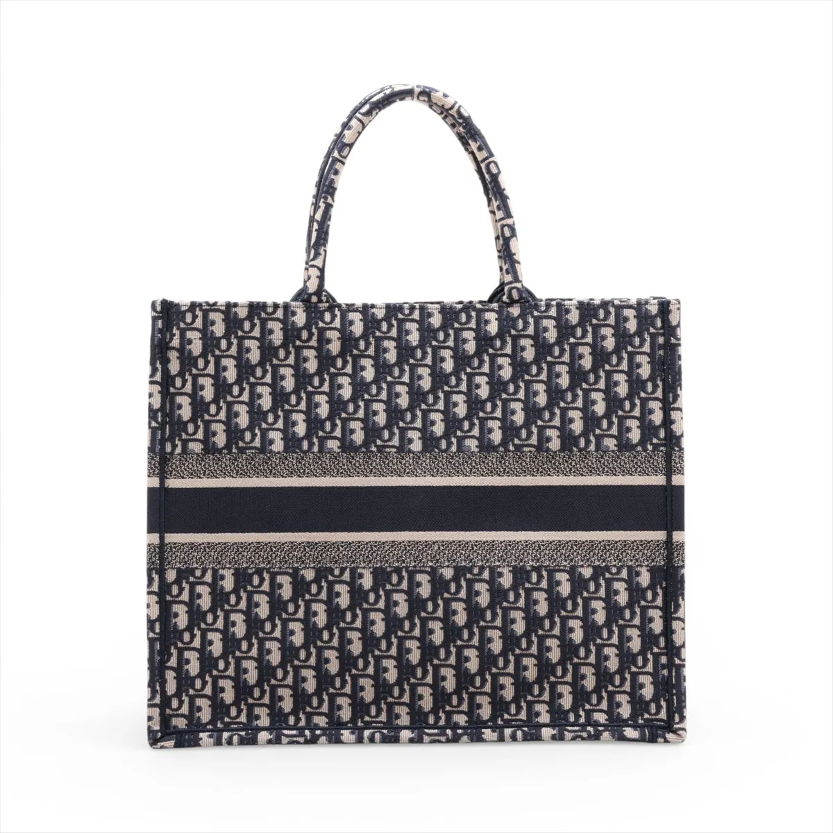 Oblique Book Tote Large Canvas Tote Bag Navy Lucky Star — view 2
