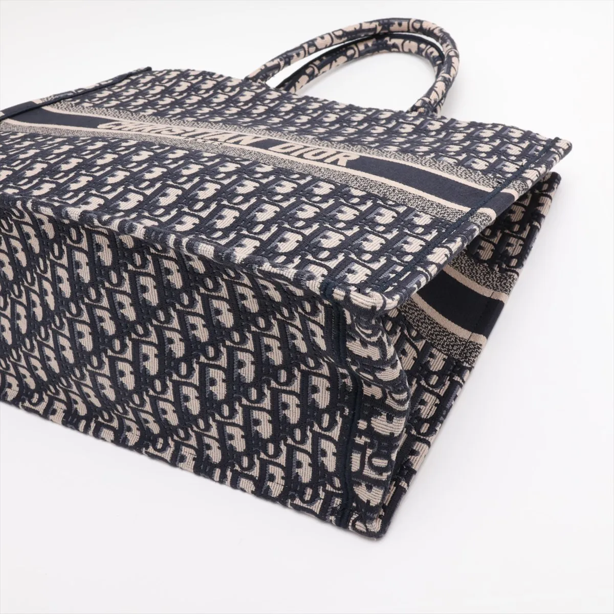 Oblique Book Tote Large Canvas Tote Bag Navy Lucky Star — view 3