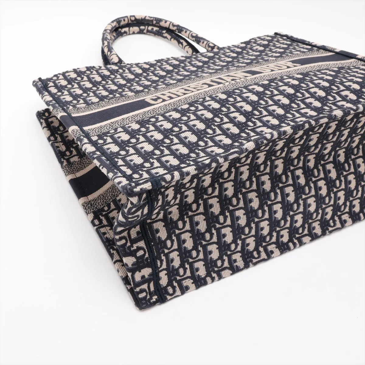Oblique Book Tote Large Canvas Tote Bag Navy Lucky Star — view 4