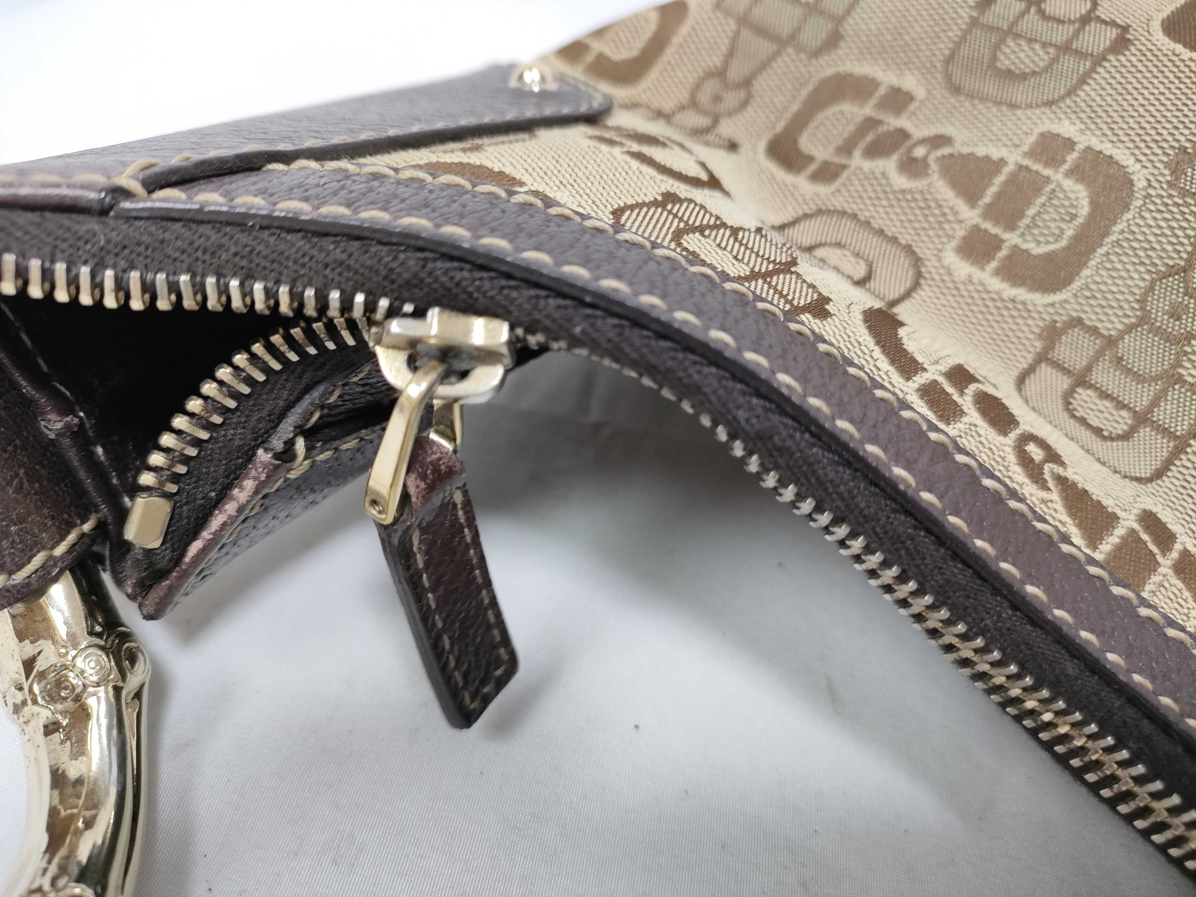 Brown Canvas Vintage Bamboo Buckle Crescent Waist Bag Handbag — view 10