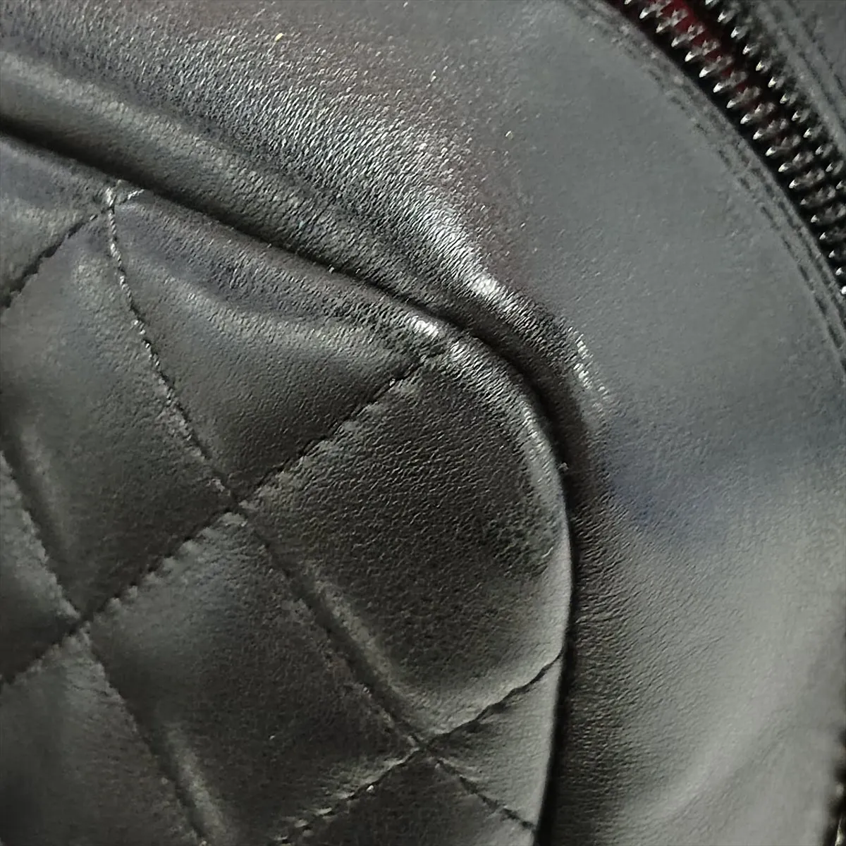 Cambon Line Lambskin Shoulder Bag, Black x White, Silver Hardware, 10083401 (Serial Number in the 10s) — view 11