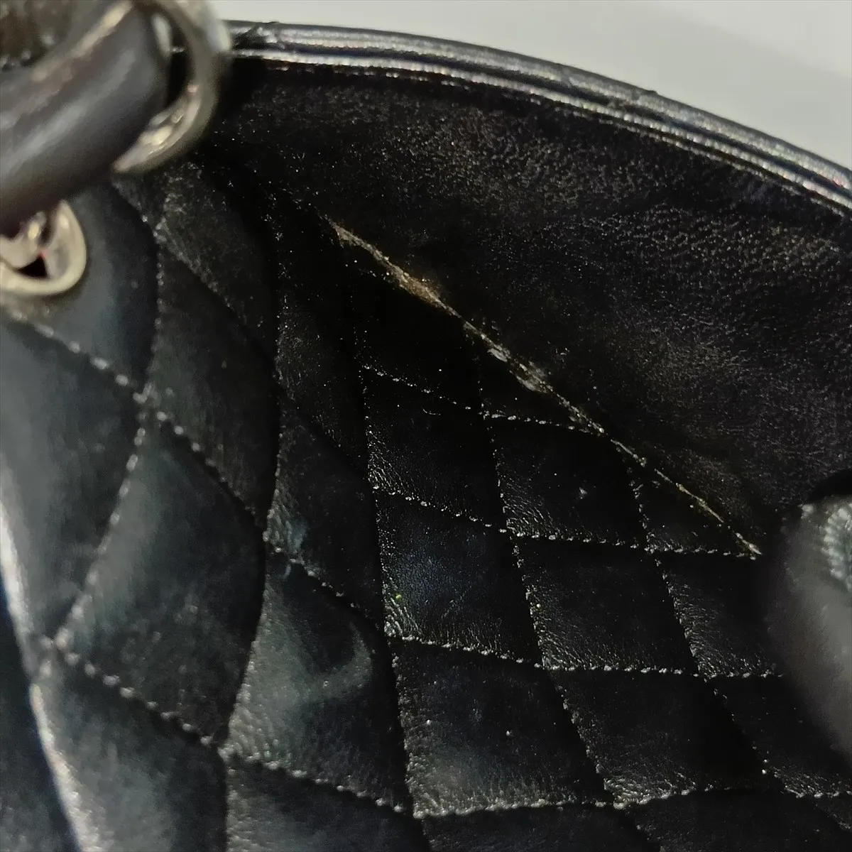 Cambon Line Lambskin Shoulder Bag, Black x White, Silver Hardware, 10083401 (Serial Number in the 10s) — view 13