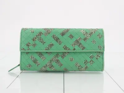 Intrecciato (bag) and wallet - green