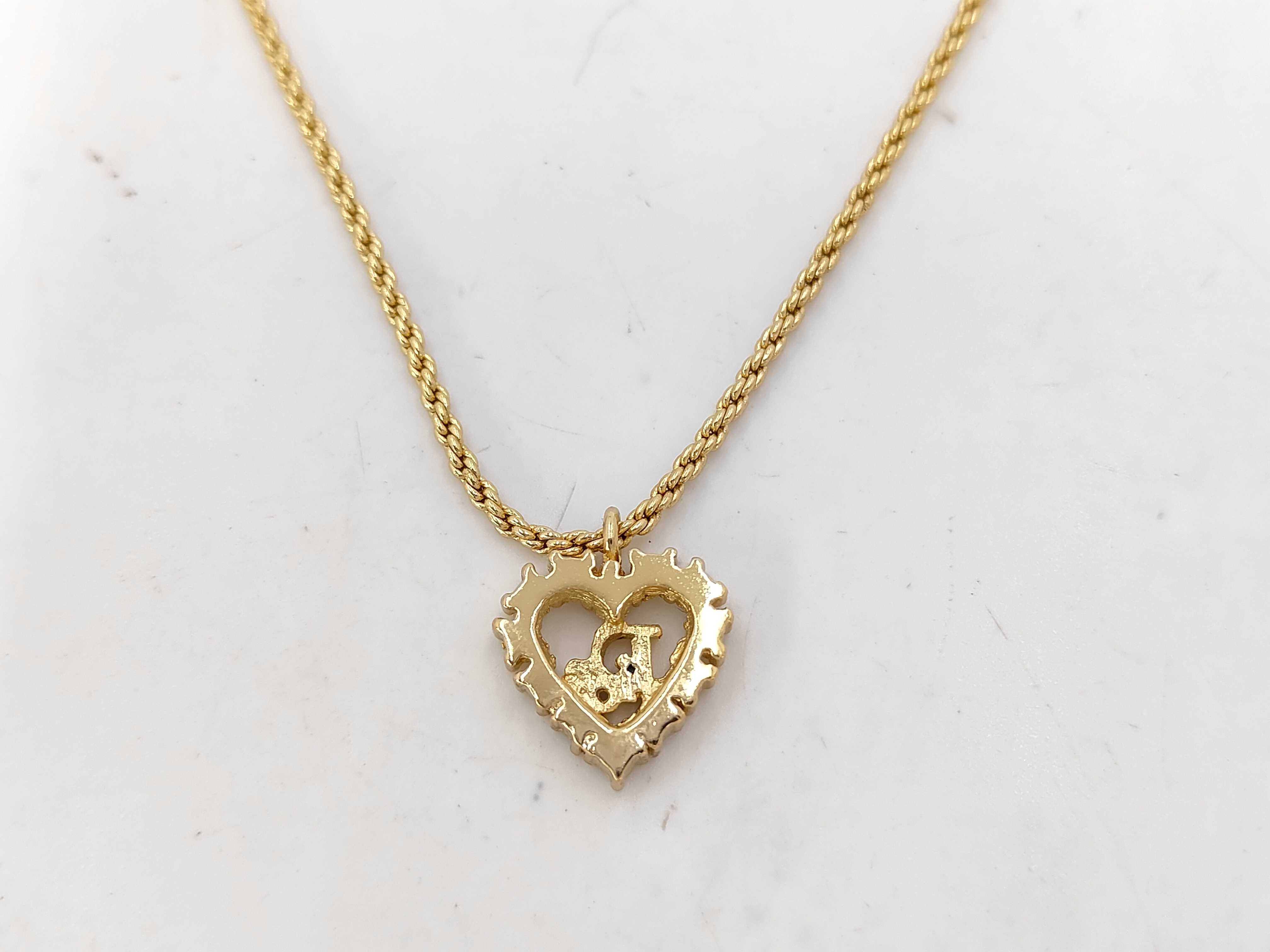 Gold Rhinestone Heart CD Logo Necklace — view 2