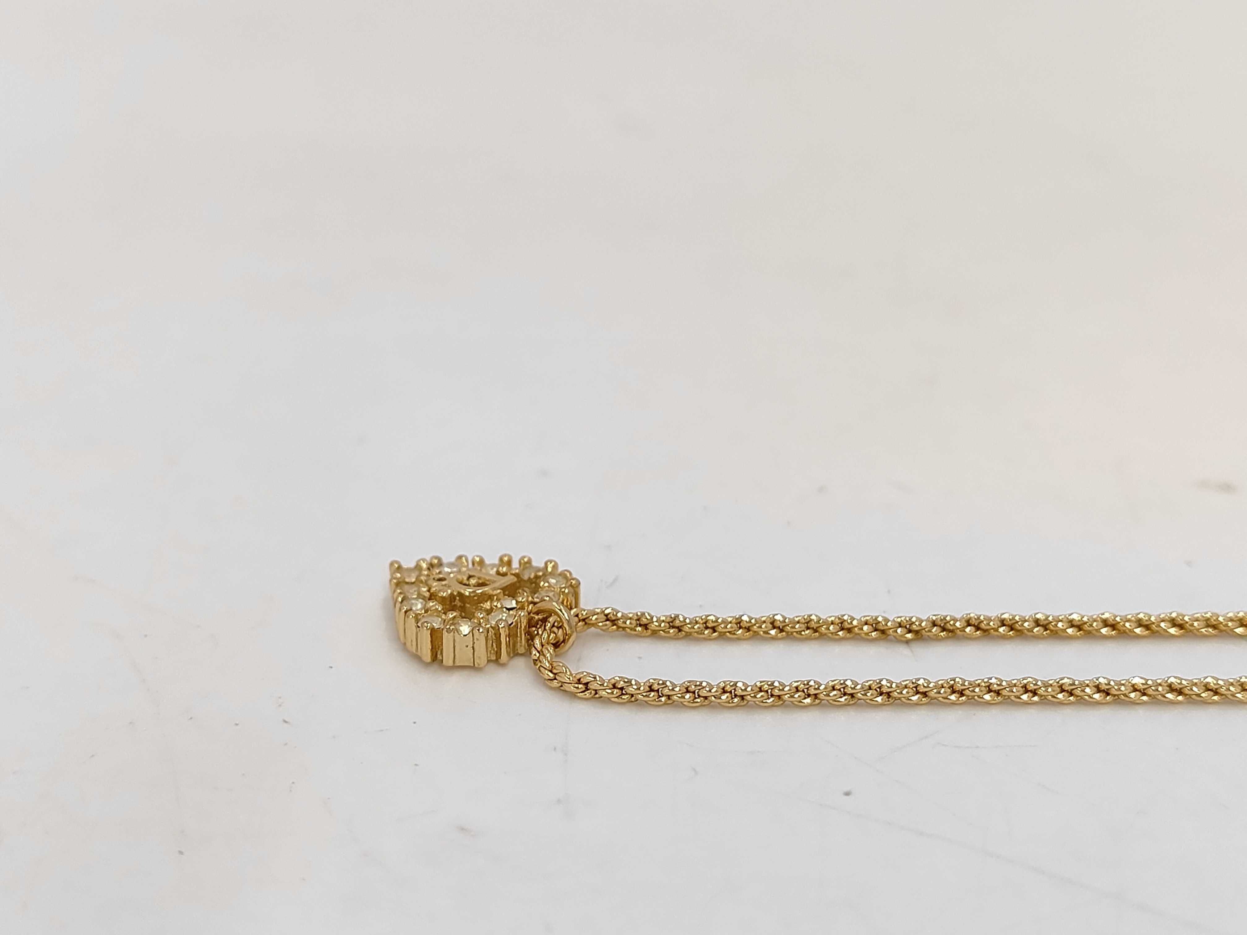 Gold Rhinestone Heart CD Logo Necklace — view 3