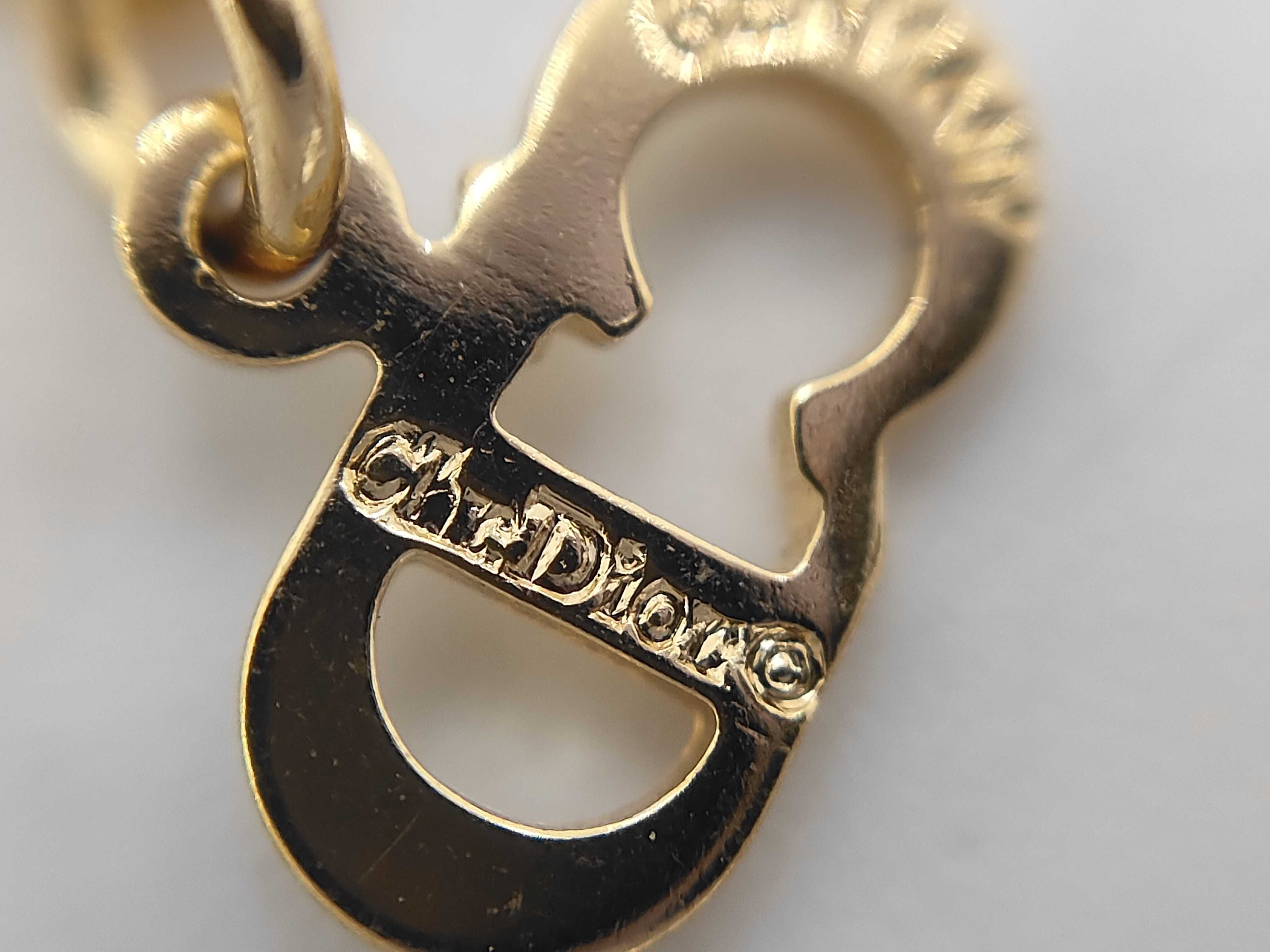 Gold Rhinestone Heart CD Logo Necklace — view 4