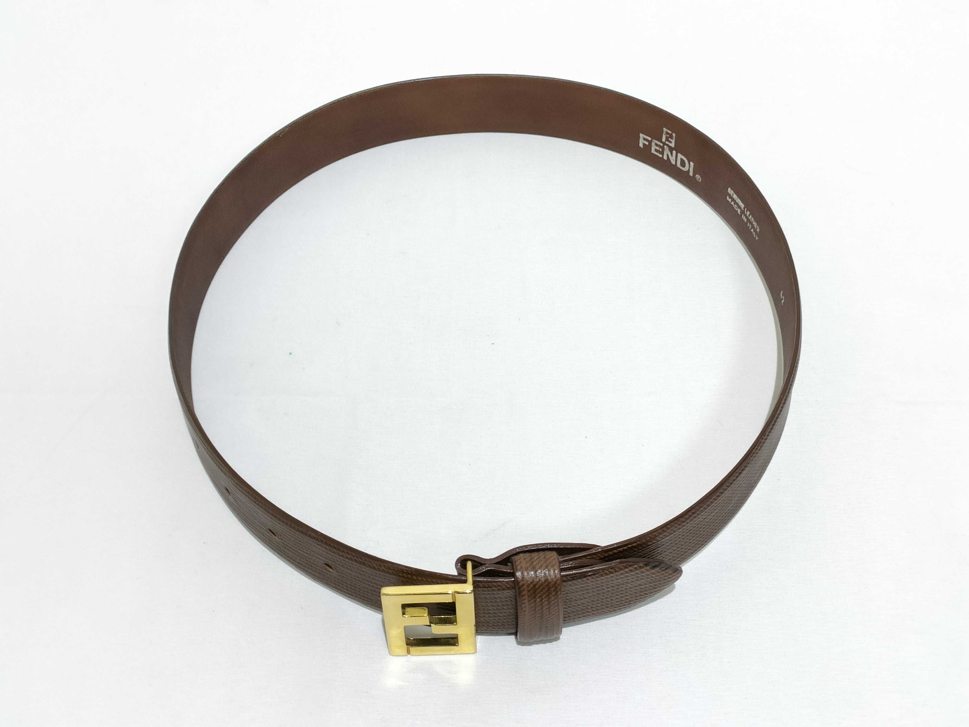 Gold Hardware FF Buckle FF Leather Belt — view 2