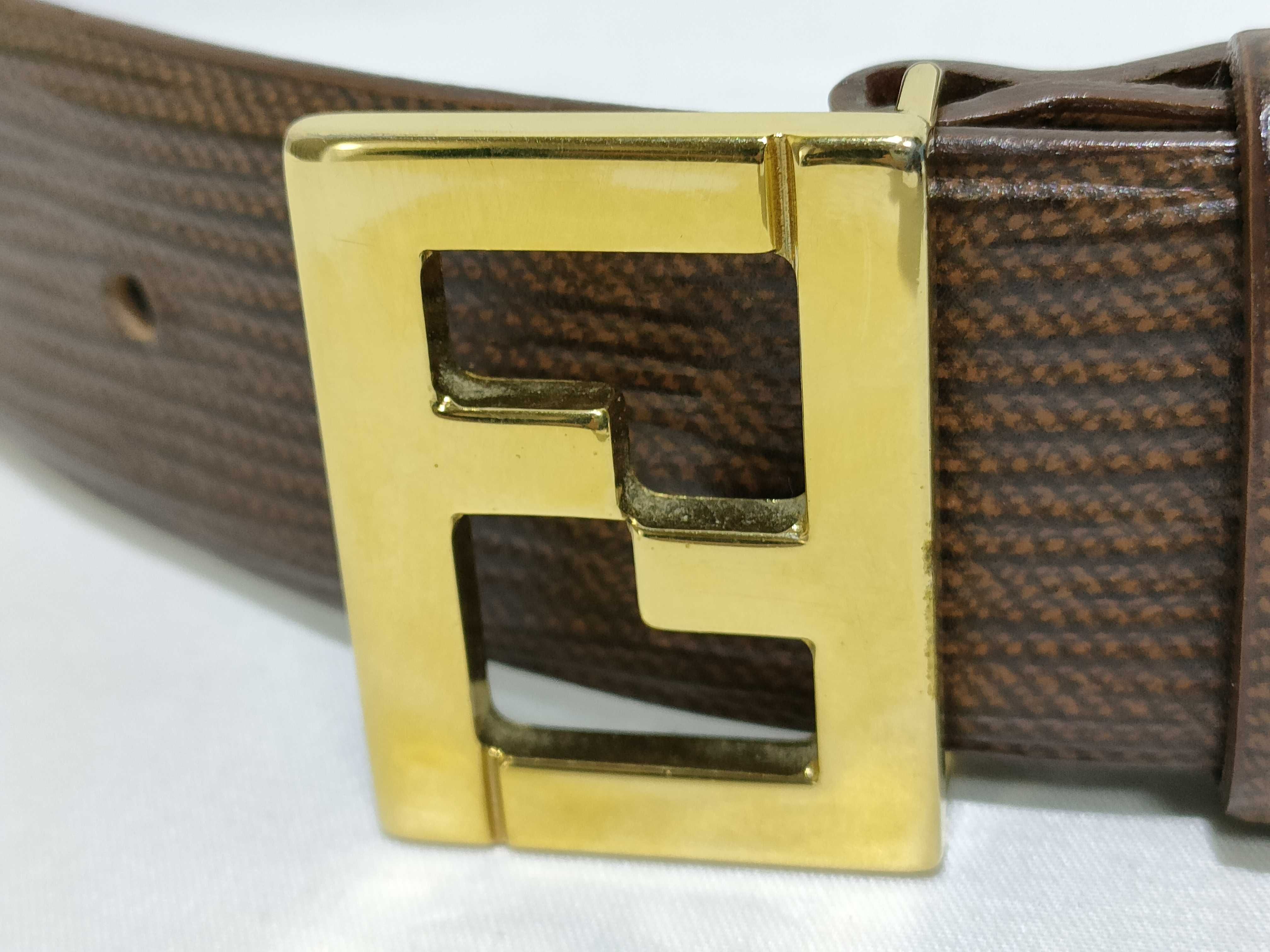 Gold Hardware FF Buckle FF Leather Belt — view 3