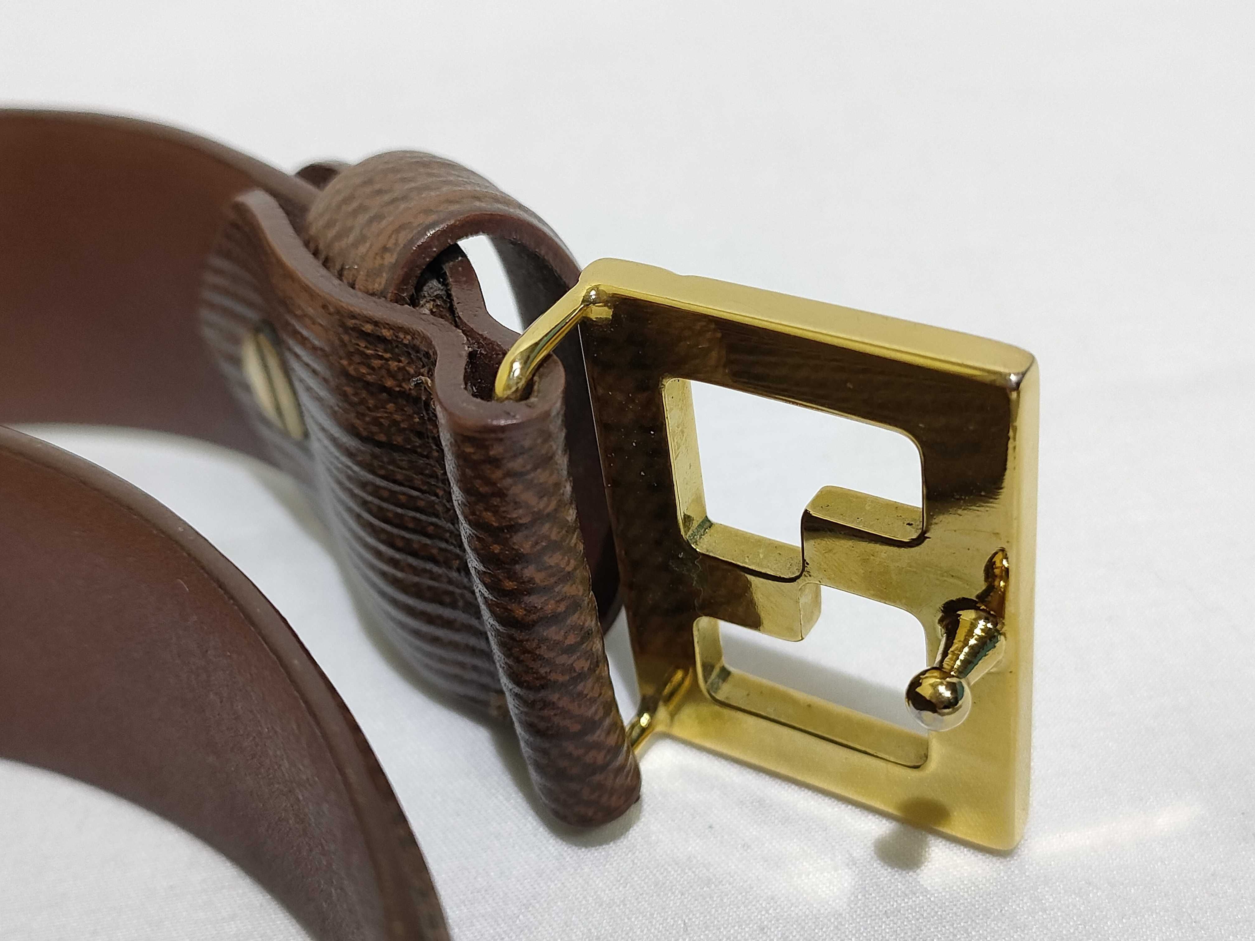 Gold Hardware FF Buckle FF Leather Belt — view 7