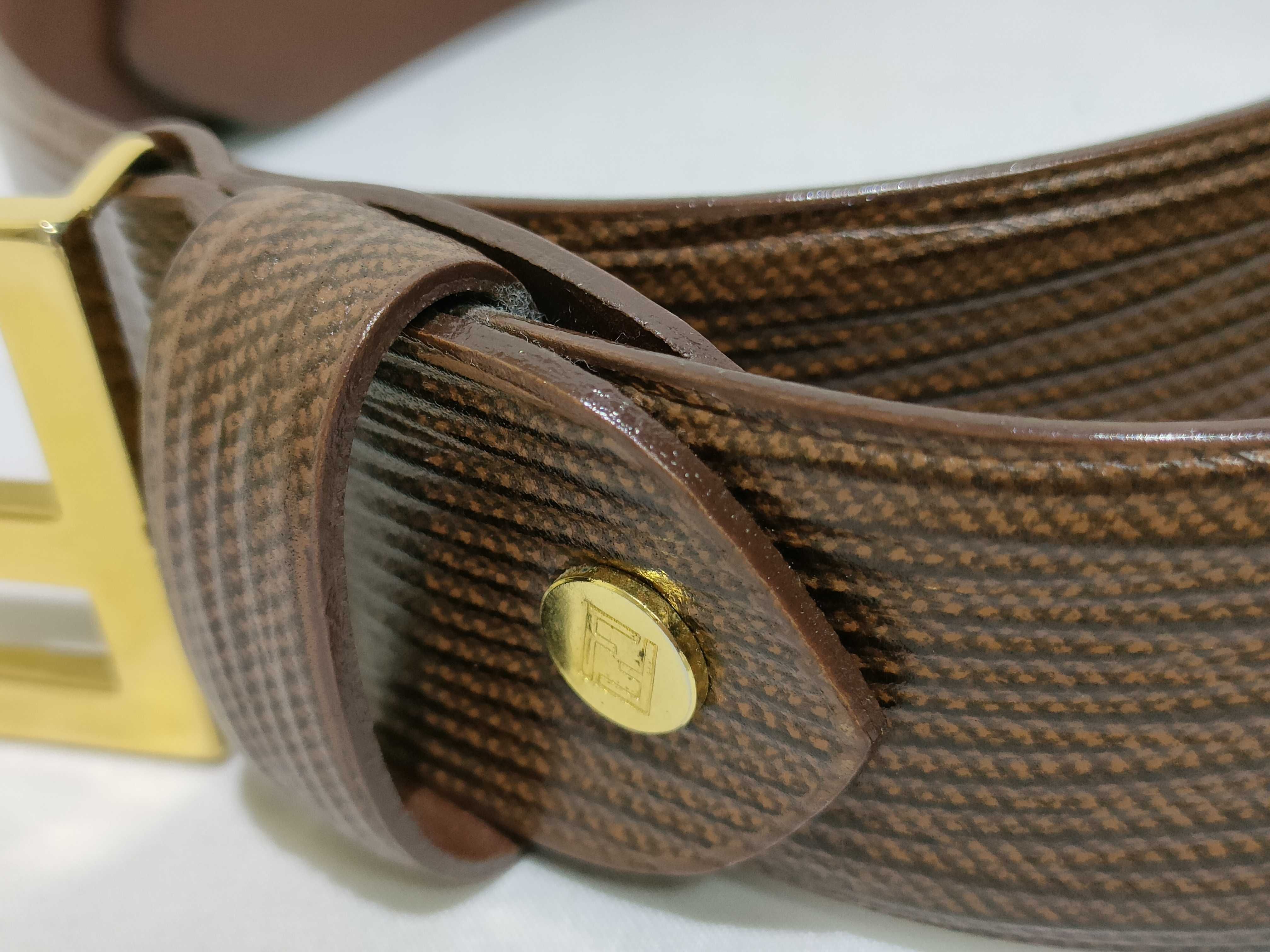 Gold Hardware FF Buckle FF Leather Belt — view 9