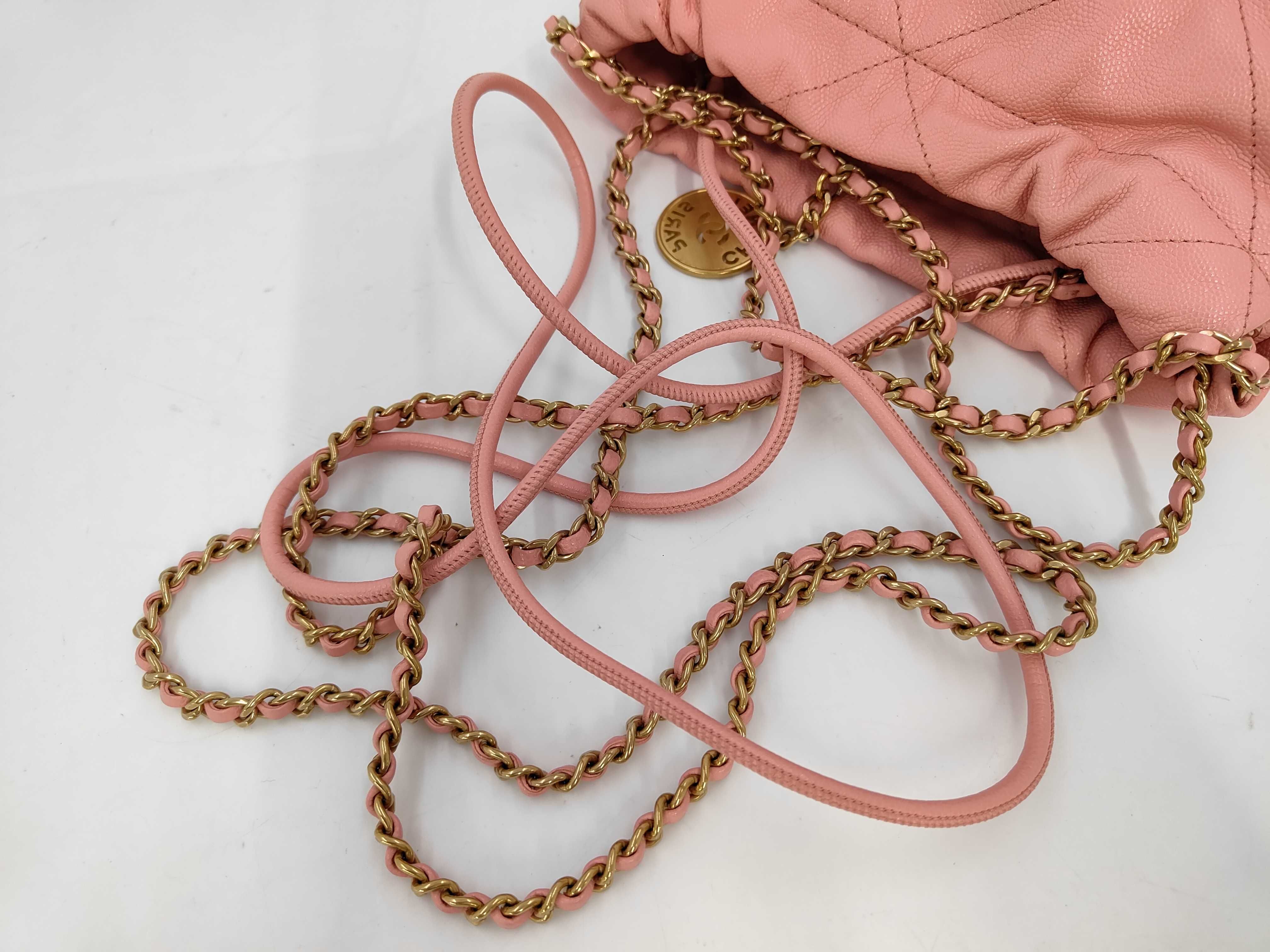 2156 Chanel 22 Chain Shoulder Bag with Gold Hardware, Pink Shoulder Bag — view 4