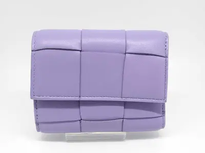 Leather Cassette Maxi Intrecciato Tri-fold Wallet