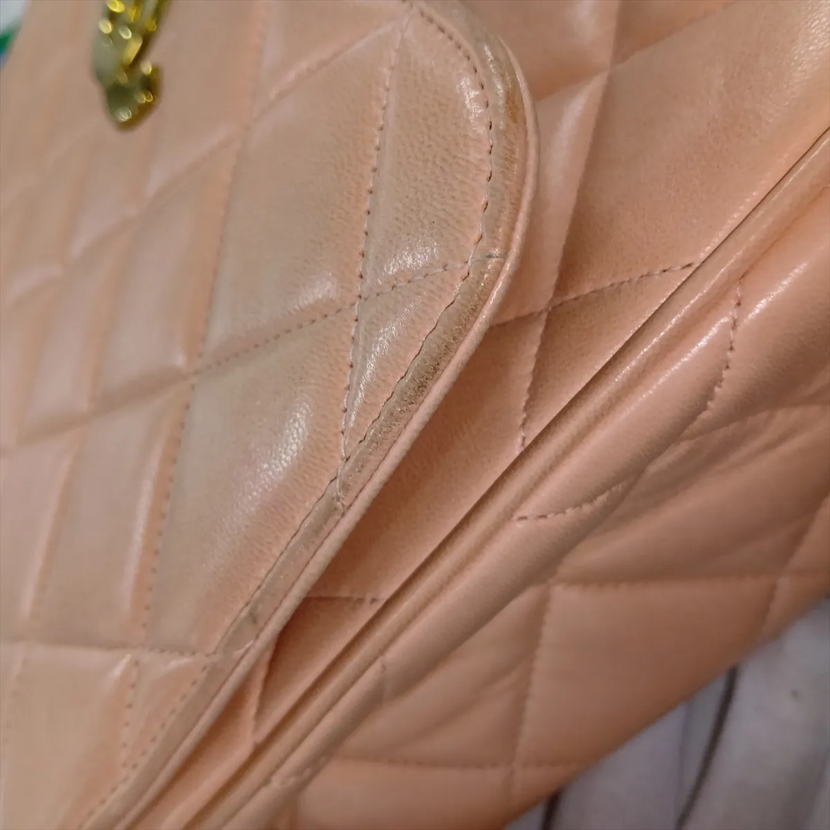 Matelassé Lambskin Single Flap Single Chain Bag, Pink with Gold Hardware, Item No. 3239302 (Serial No. 3) — view 11