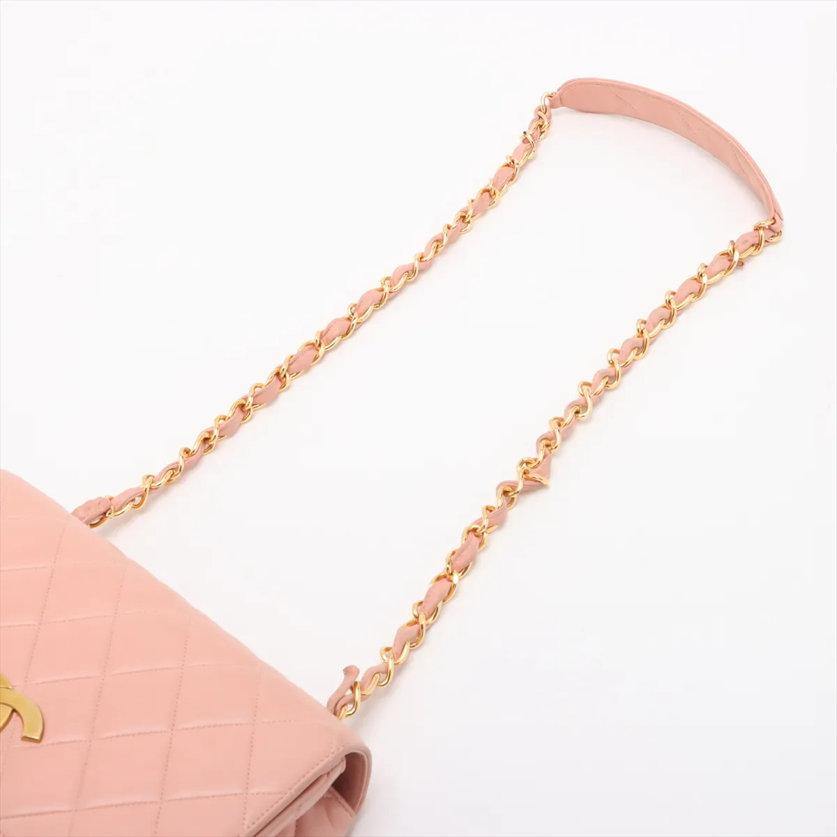 Matelassé Lambskin Single Flap Single Chain Bag, Pink with Gold Hardware, Item No. 3239302 (Serial No. 3) — view 5