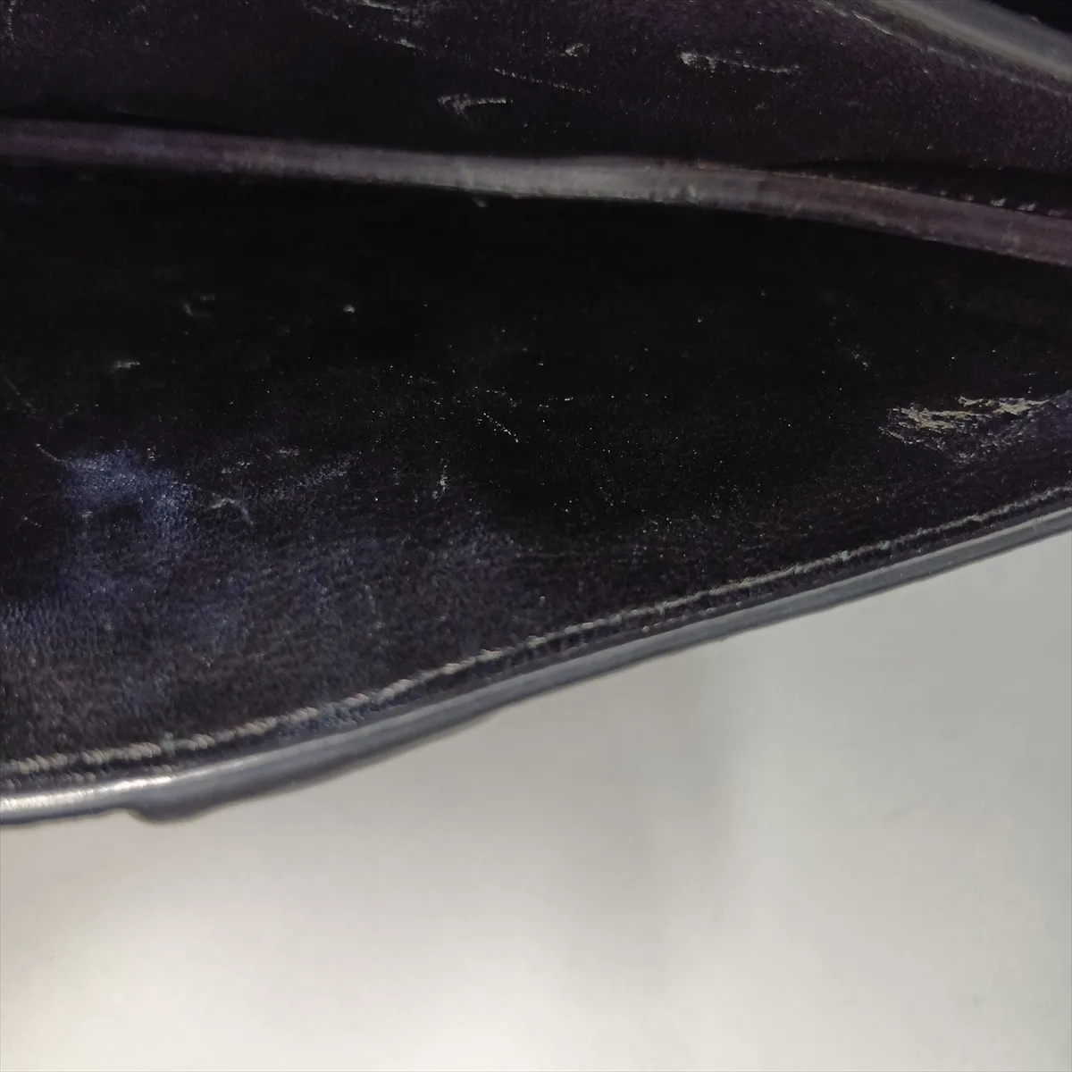 Oblique Saddle Canvas x Leather Clutch Bag, Navy x Black — view 10