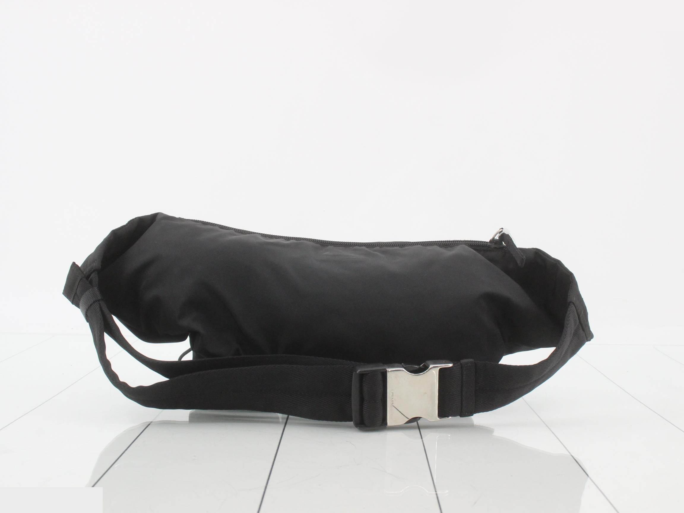 Nylon Triangle Plate Body Bag/Waist Bag, Black — view 2