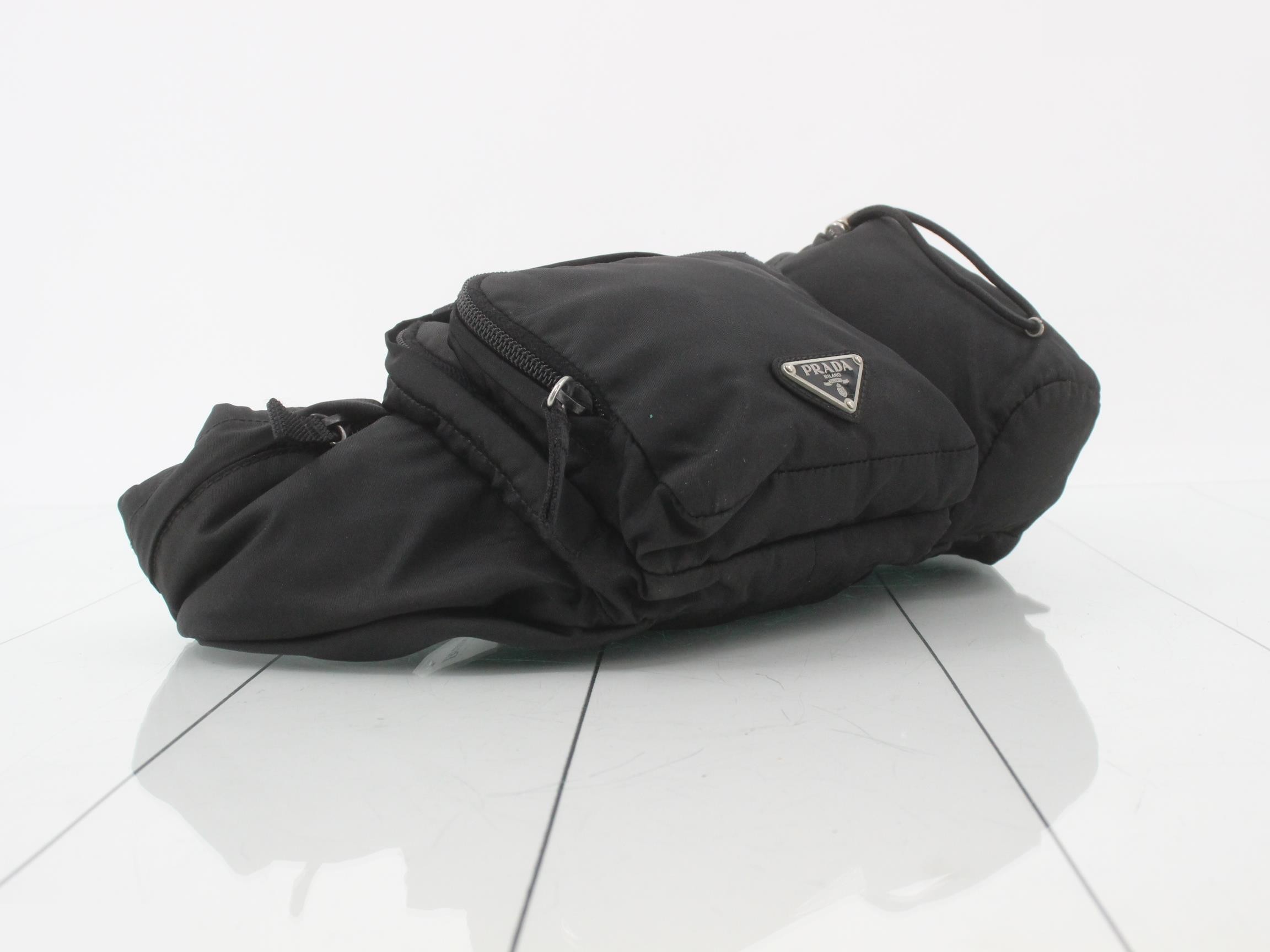 Nylon Triangle Plate Body Bag/Waist Bag, Black — view 5