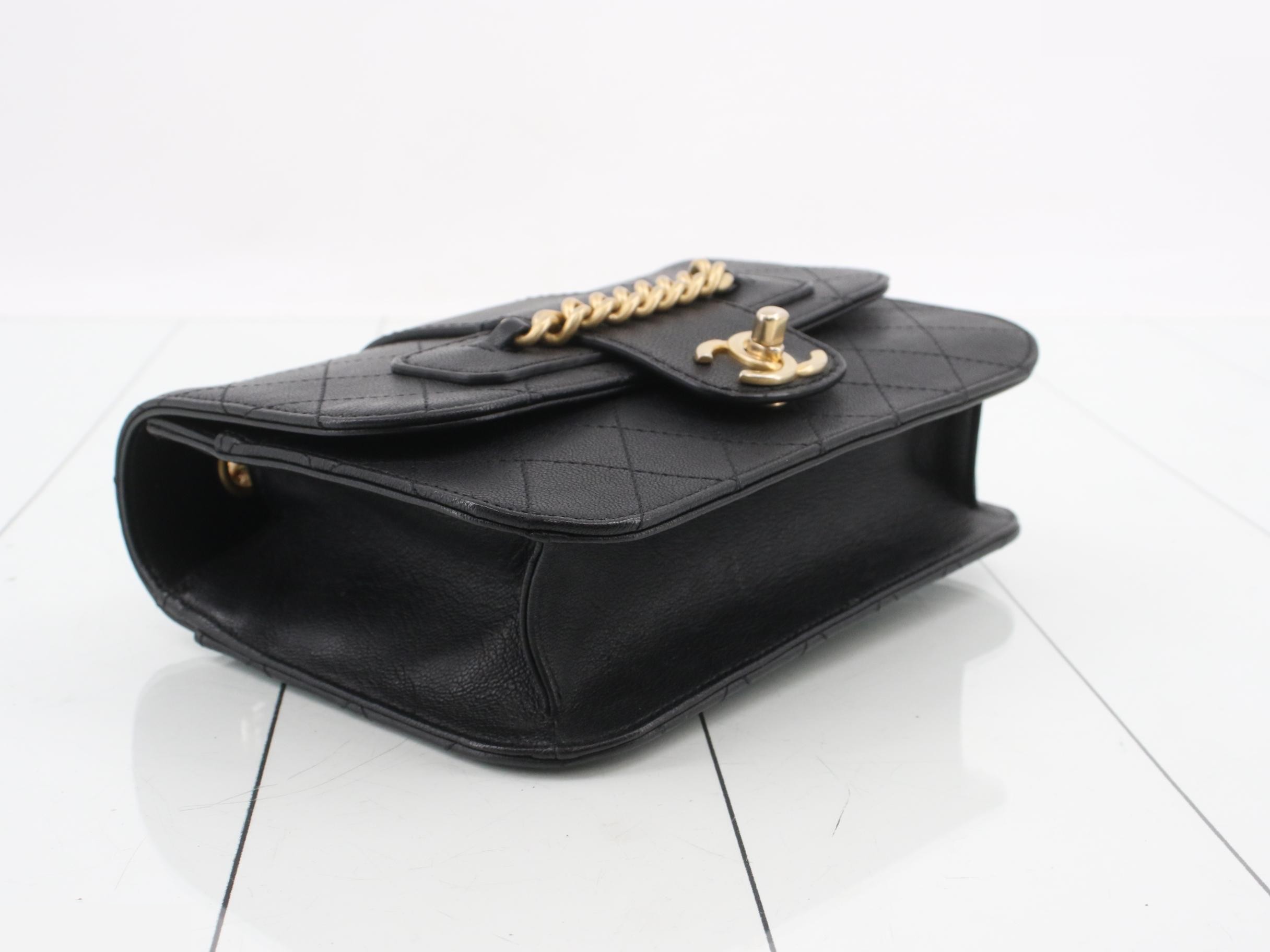 Matelassé Leather Shoulder Bag, Black — view 5