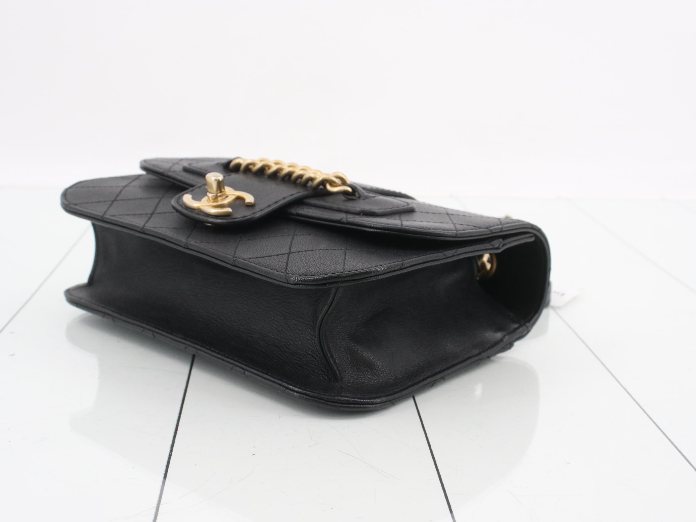 Matelassé Leather Shoulder Bag, Black — view 6