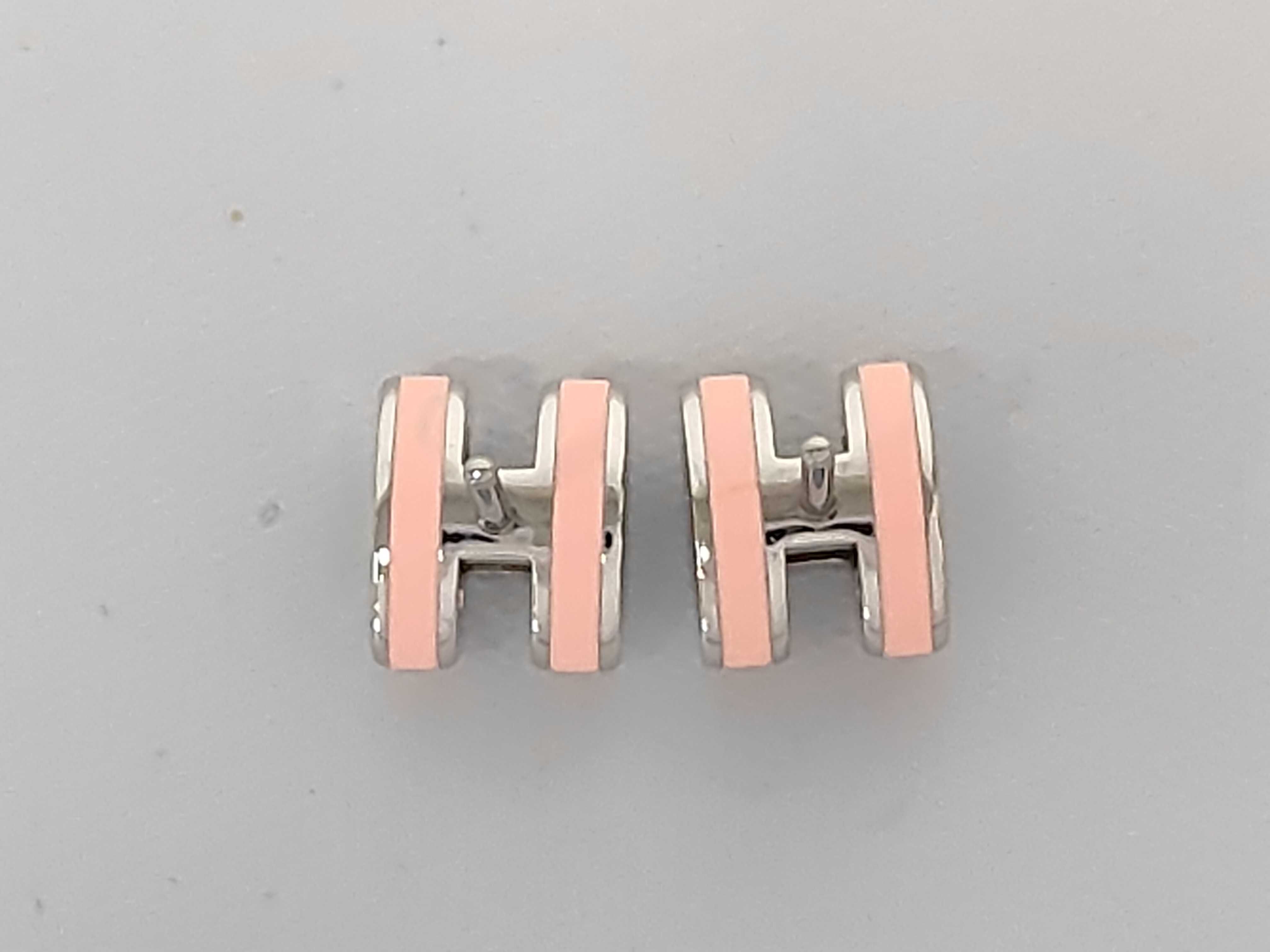 Mini Pop H Earrings, Rose Tropic x Silver Hardware, Hermes Earrings — view 3