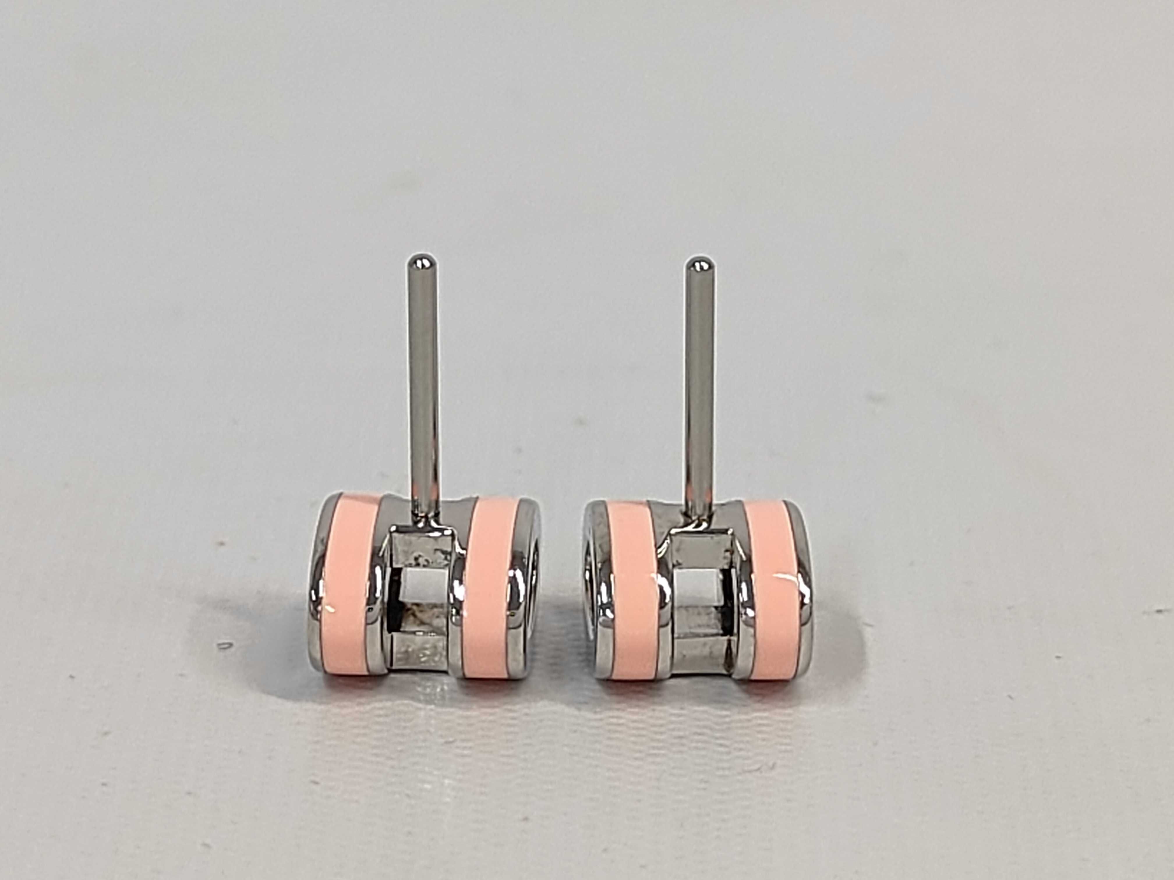 Mini Pop H Earrings, Rose Tropic x Silver Hardware, Hermes Earrings — view 4