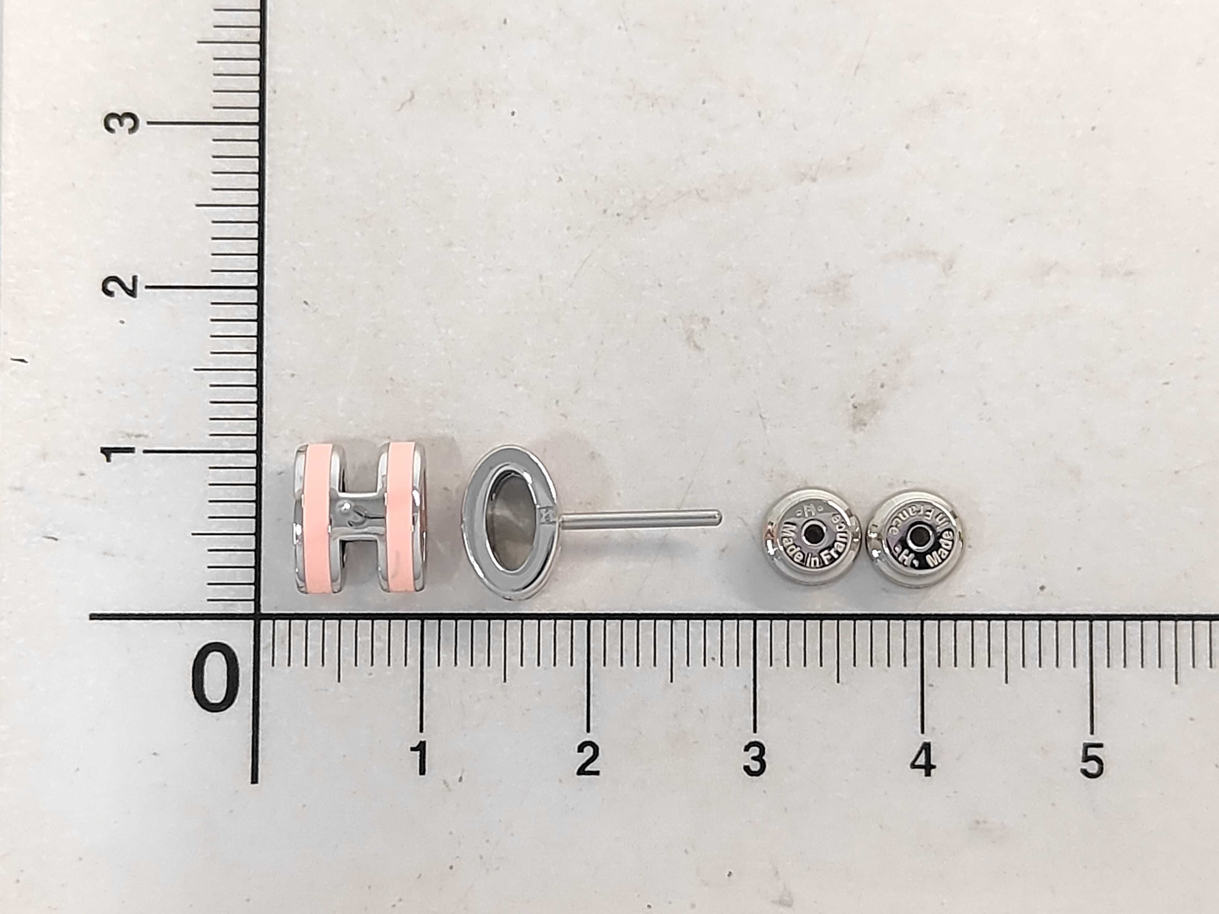 Mini Pop H Earrings, Rose Tropic x Silver Hardware, Hermes Earrings — view 6