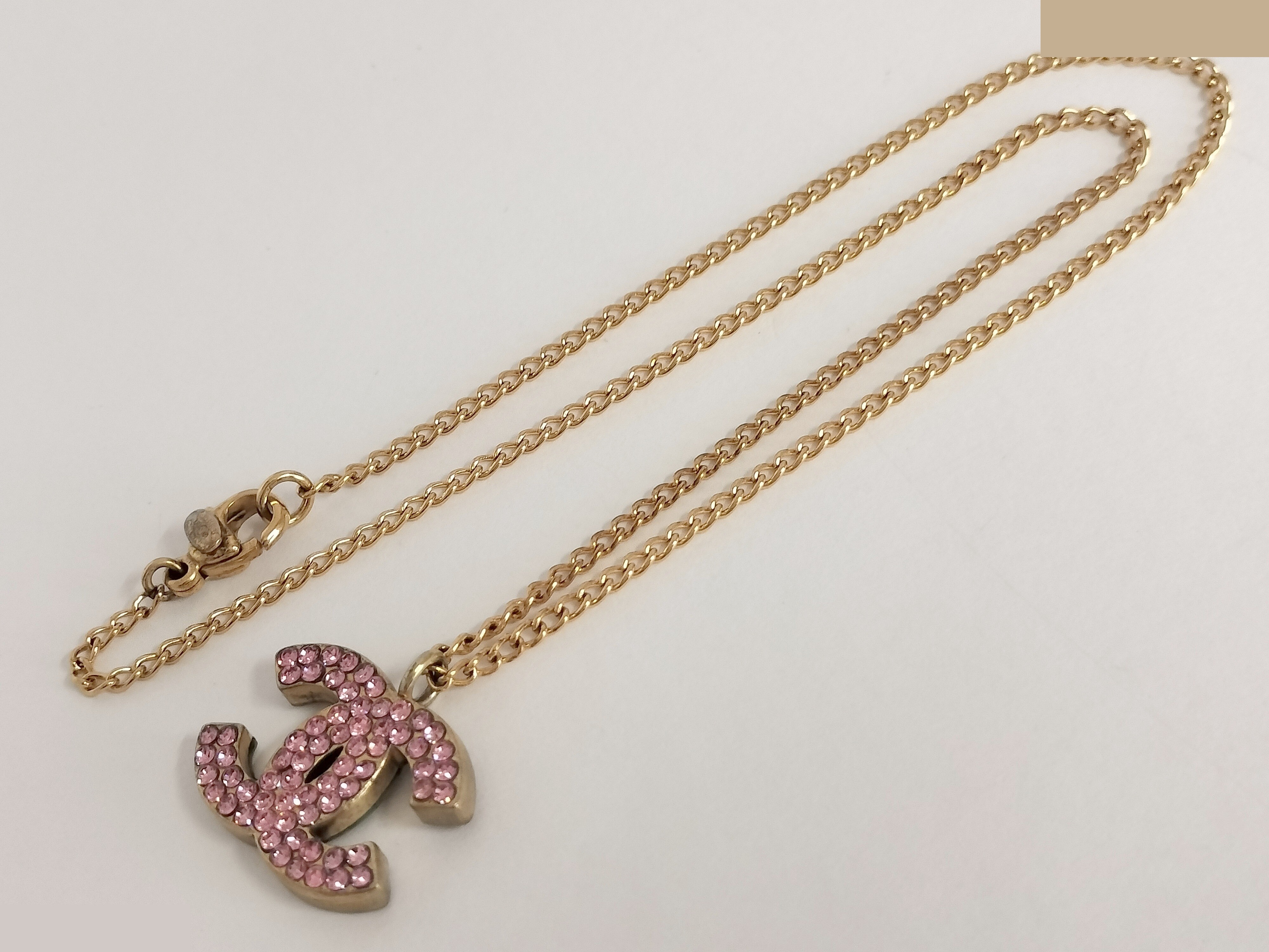 Coco pink rhinestone gold necklace chain approx. 37cm — view 2