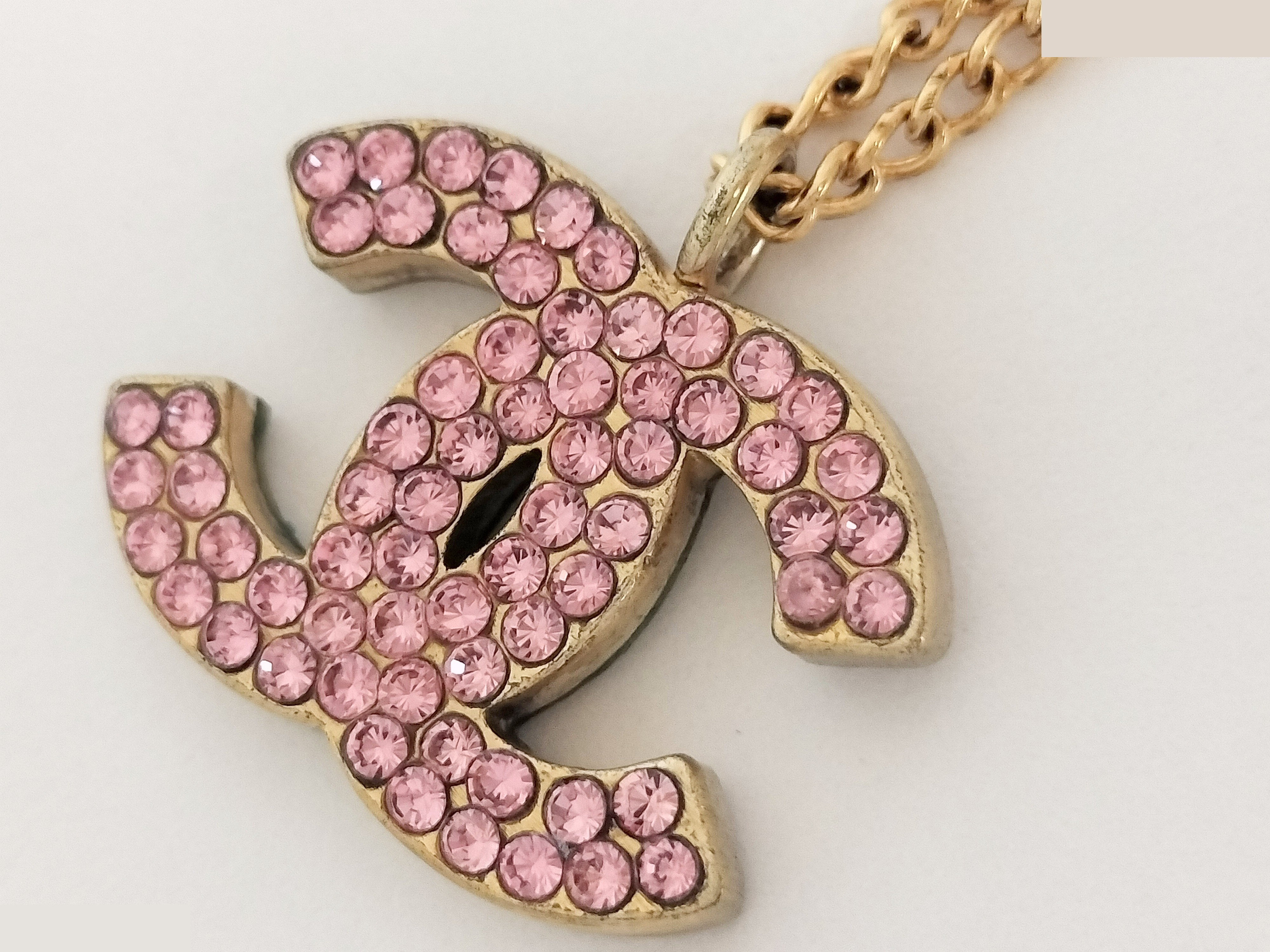 Coco pink rhinestone gold necklace chain approx. 37cm — view 4