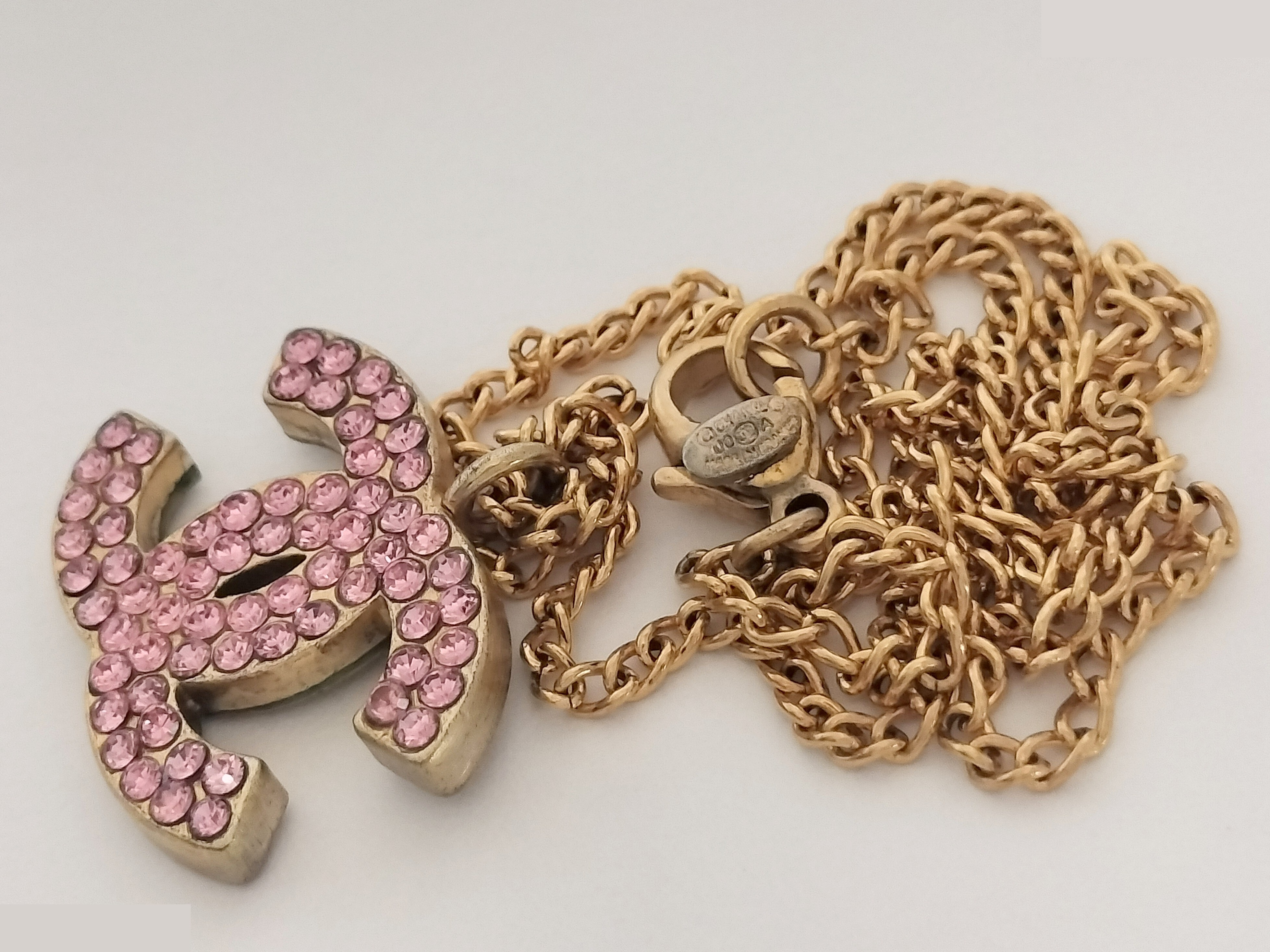 Coco pink rhinestone gold necklace chain approx. 37cm — view 6