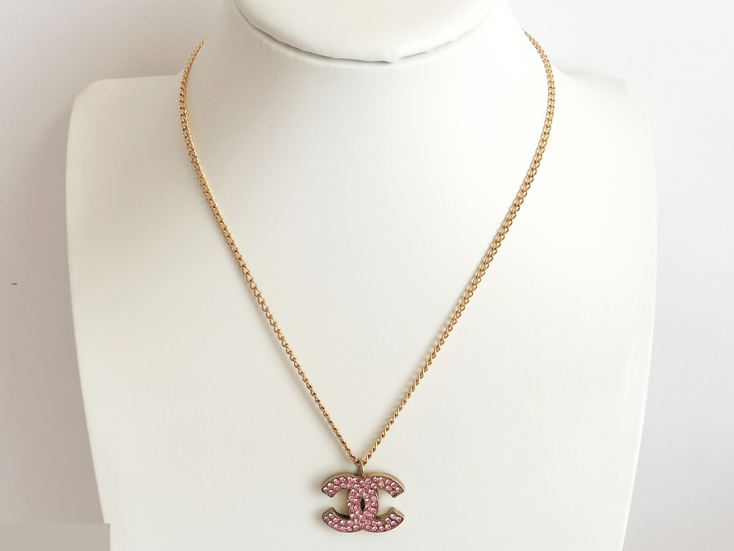Coco pink rhinestone gold necklace chain approx. 37cm — view 7