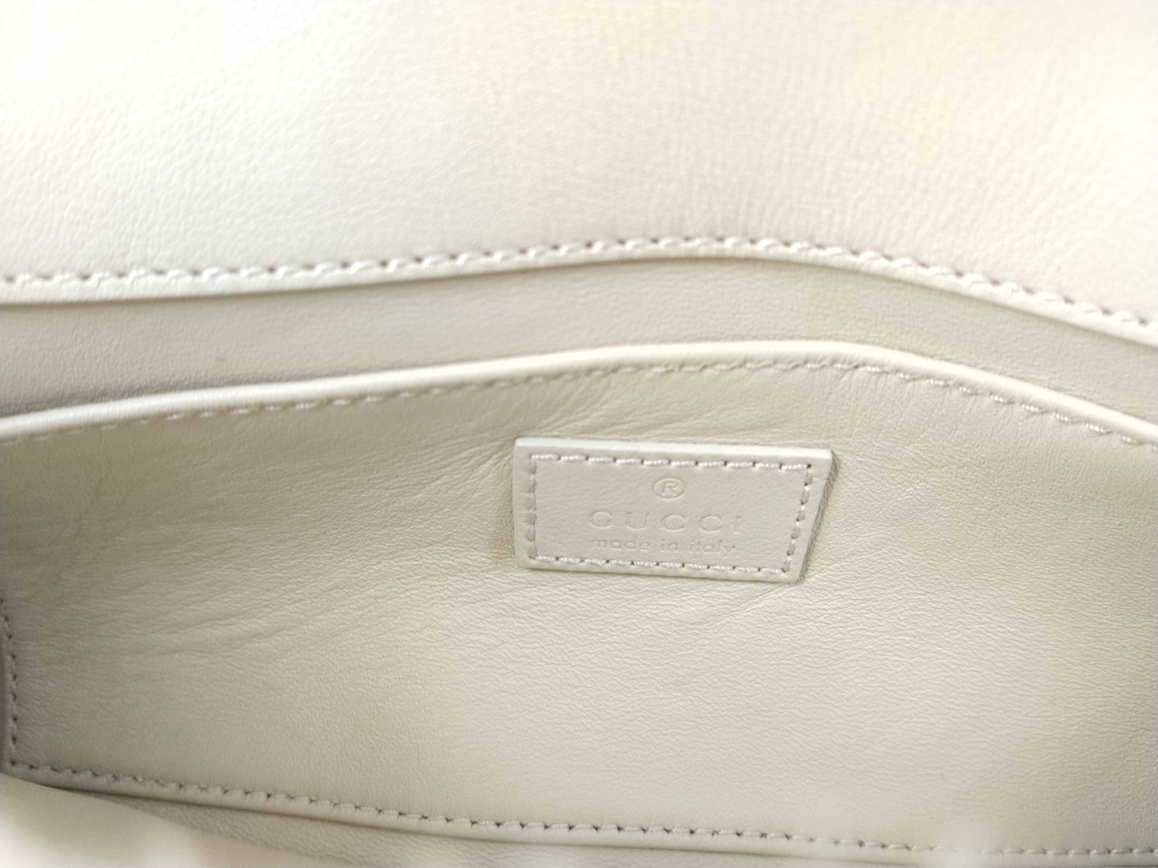 Horsebit Shoulder Bag, Fabric White, Boa Handbag — view 11