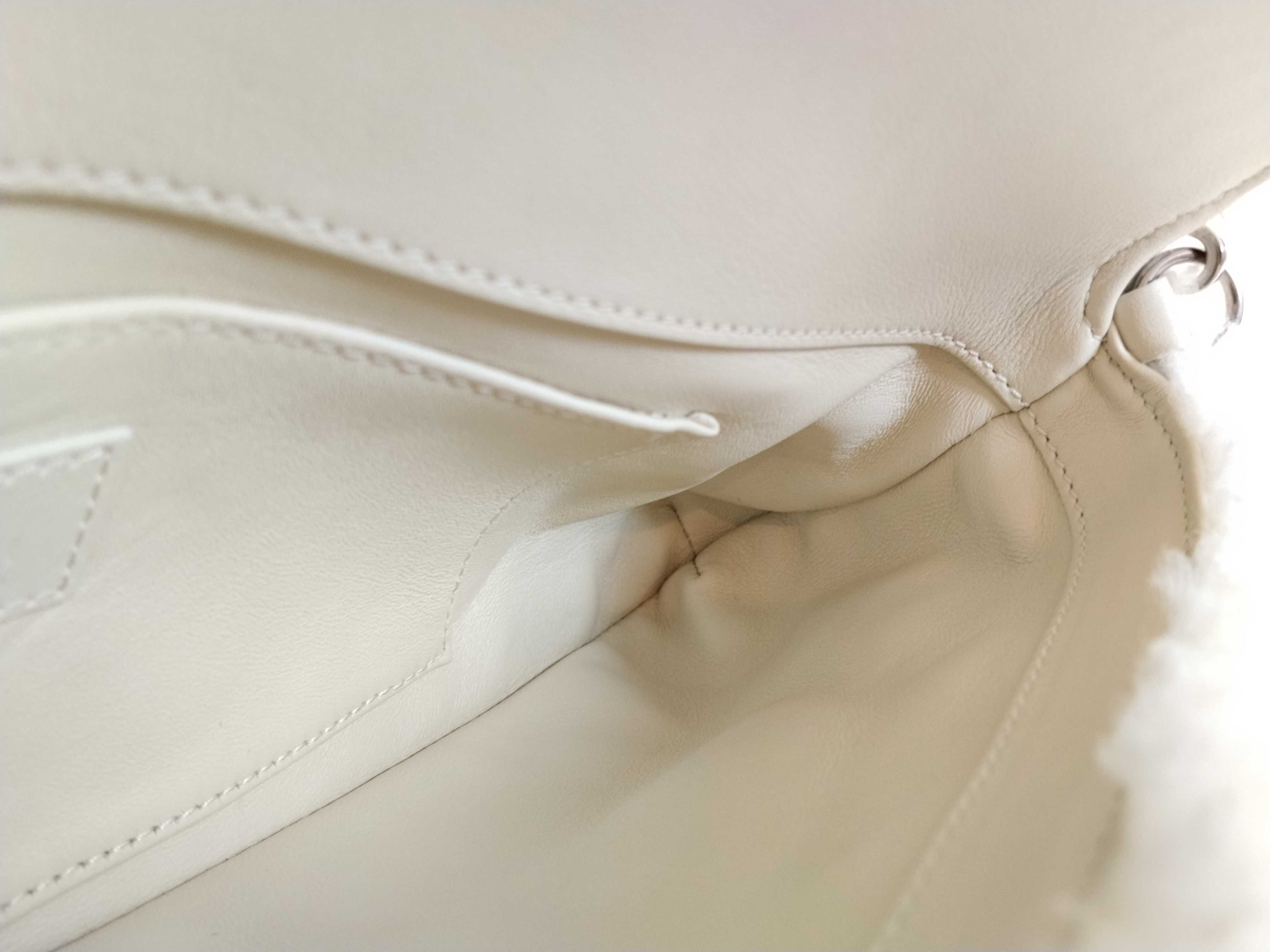 Horsebit Shoulder Bag, Fabric White, Boa Handbag — view 10