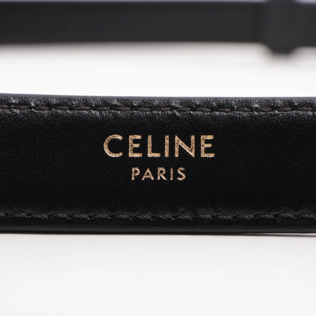 Triomphe Belt U Leather x GP Black x Gold. Shows signs of wear: — view 5