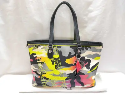 Multicolor Camouflage Coated Canvas Tote Bag