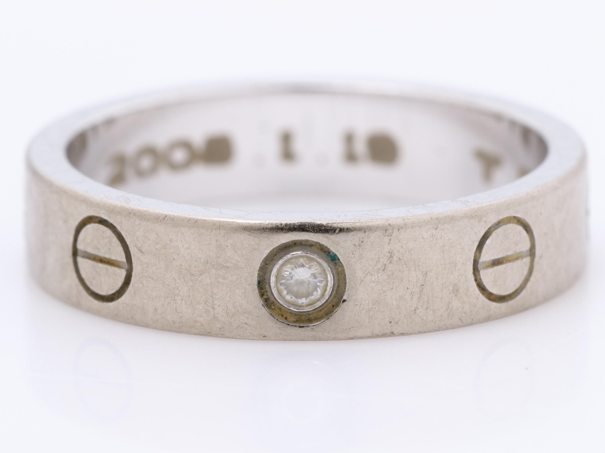 Love Series (Precious Metal) Ring, Mini Love, 750WG, Diamond, 4.5g, Size #49 — view 2